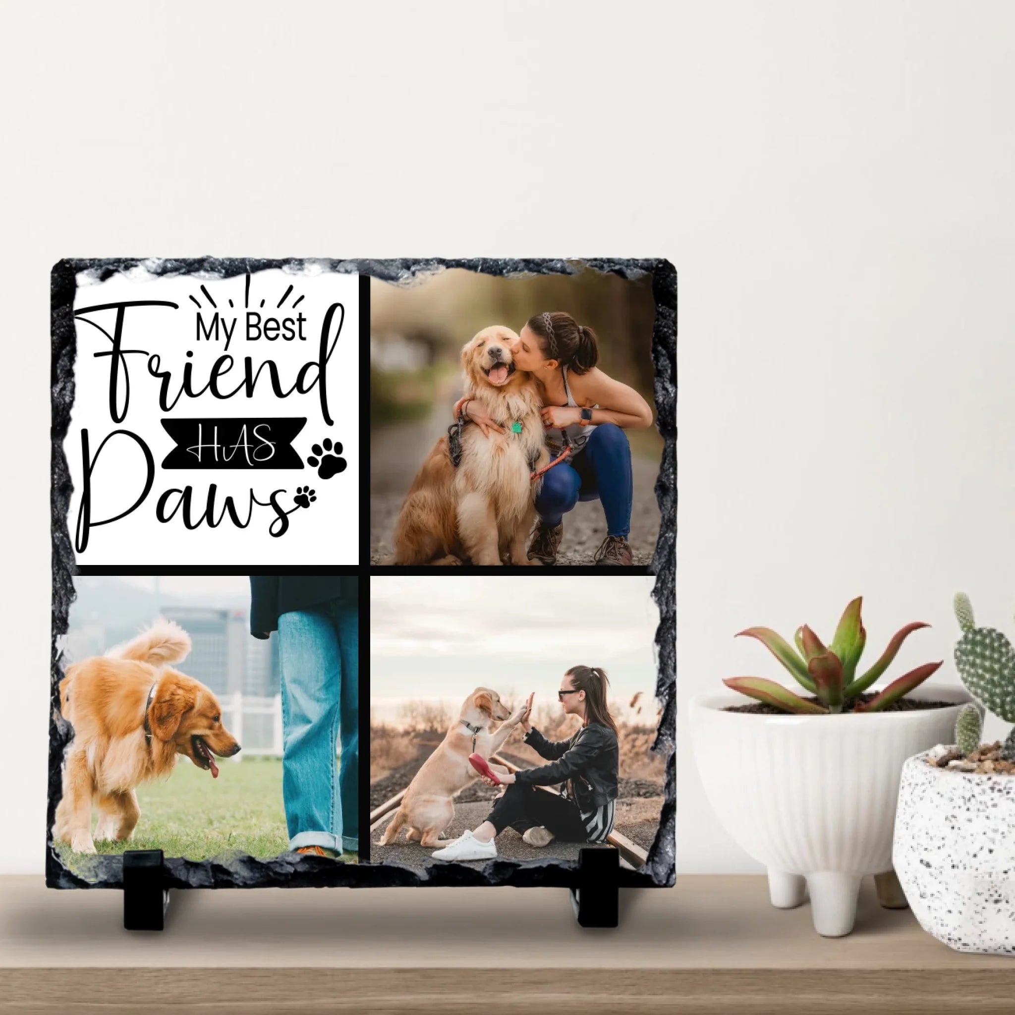 Custom Personalised Pet Photo Slate - "My Best Friend Has Paws"