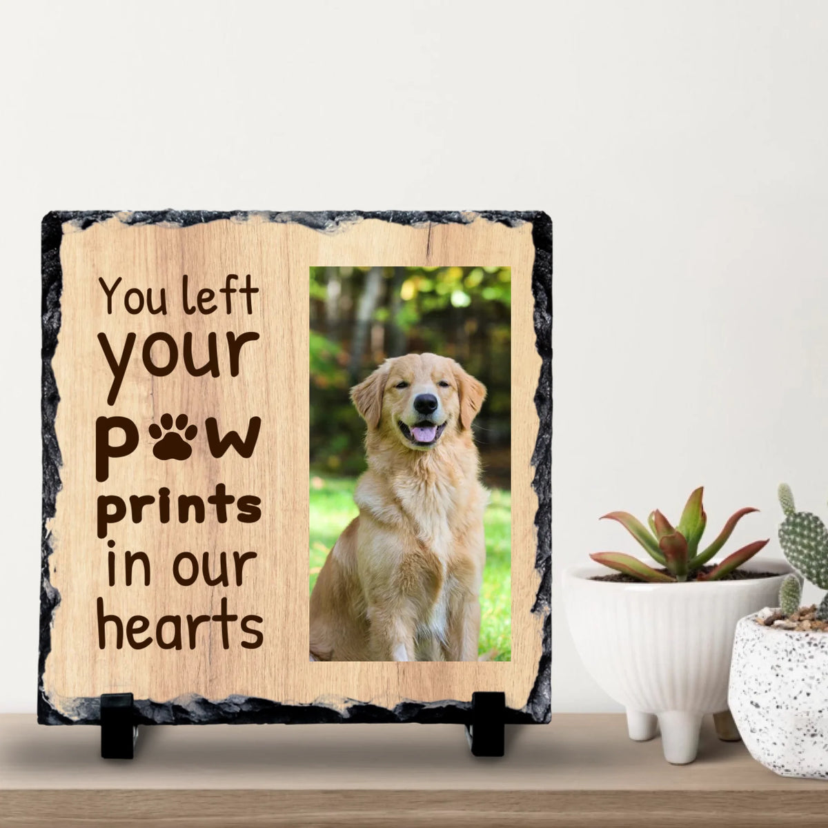 Custom Personalised Pet Memorial Photo Slate - "Paw Prints"