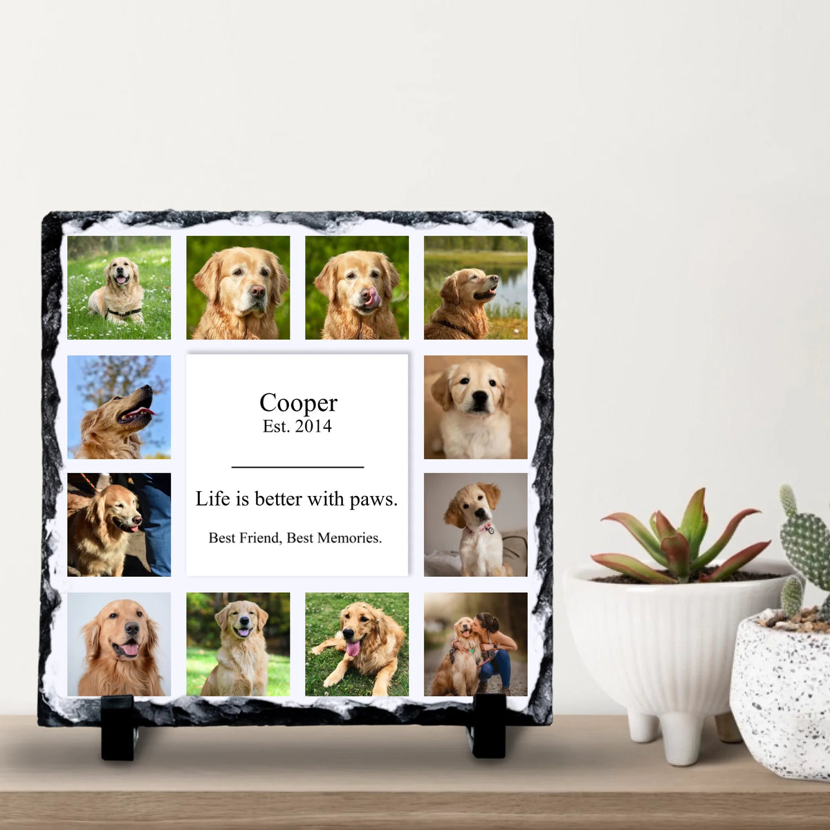 Custom Personalised Photo Slate - 12 Photos - "Life is Better With Paws"