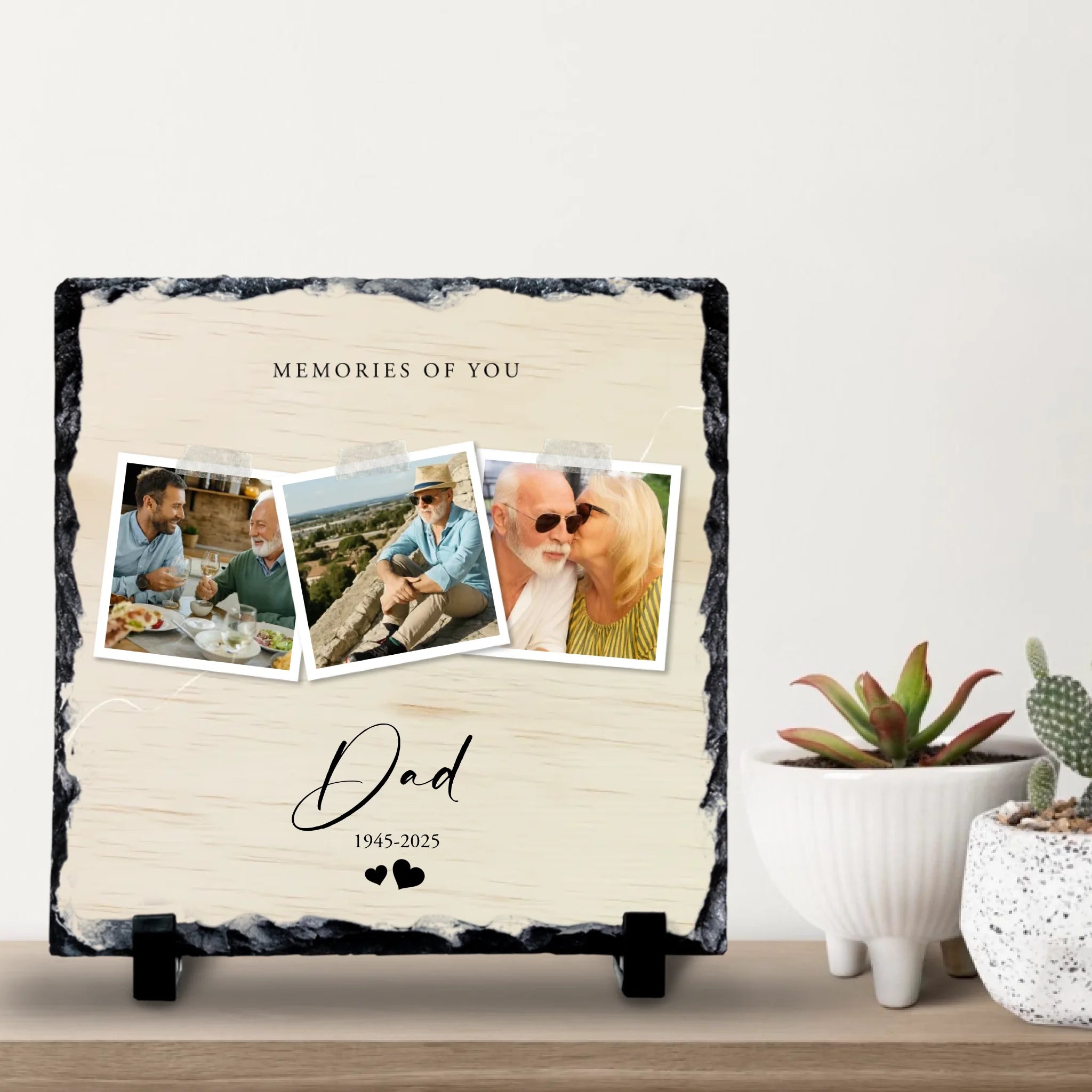 Custom Personalised Memorial Photo Slate Plaque  - Memories Of You