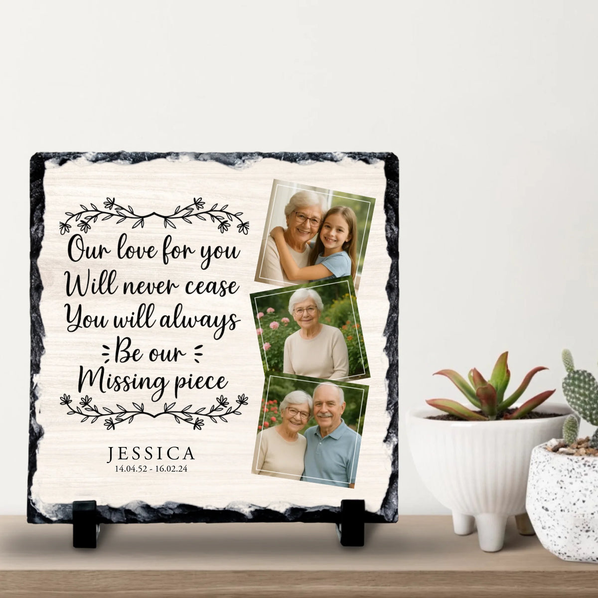 Custom Personalised Memorial Photo Slate Plaque  - Our Love For You