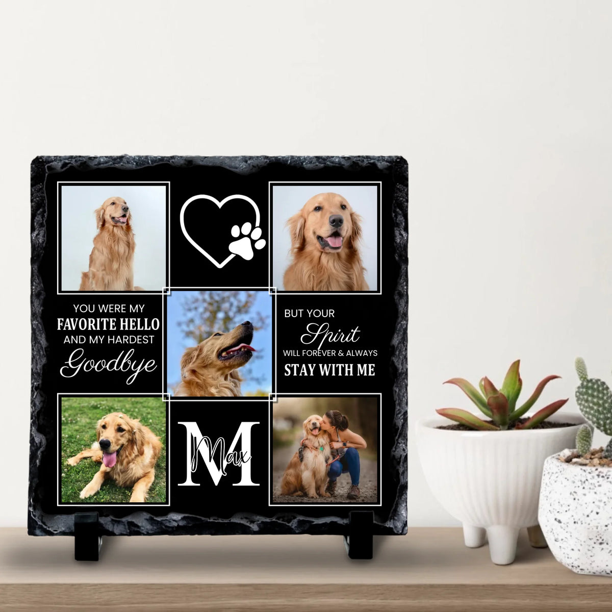 Personalised Pet Photo Collage Photo Slate - You Were My Favourite Hello - 5 Photos