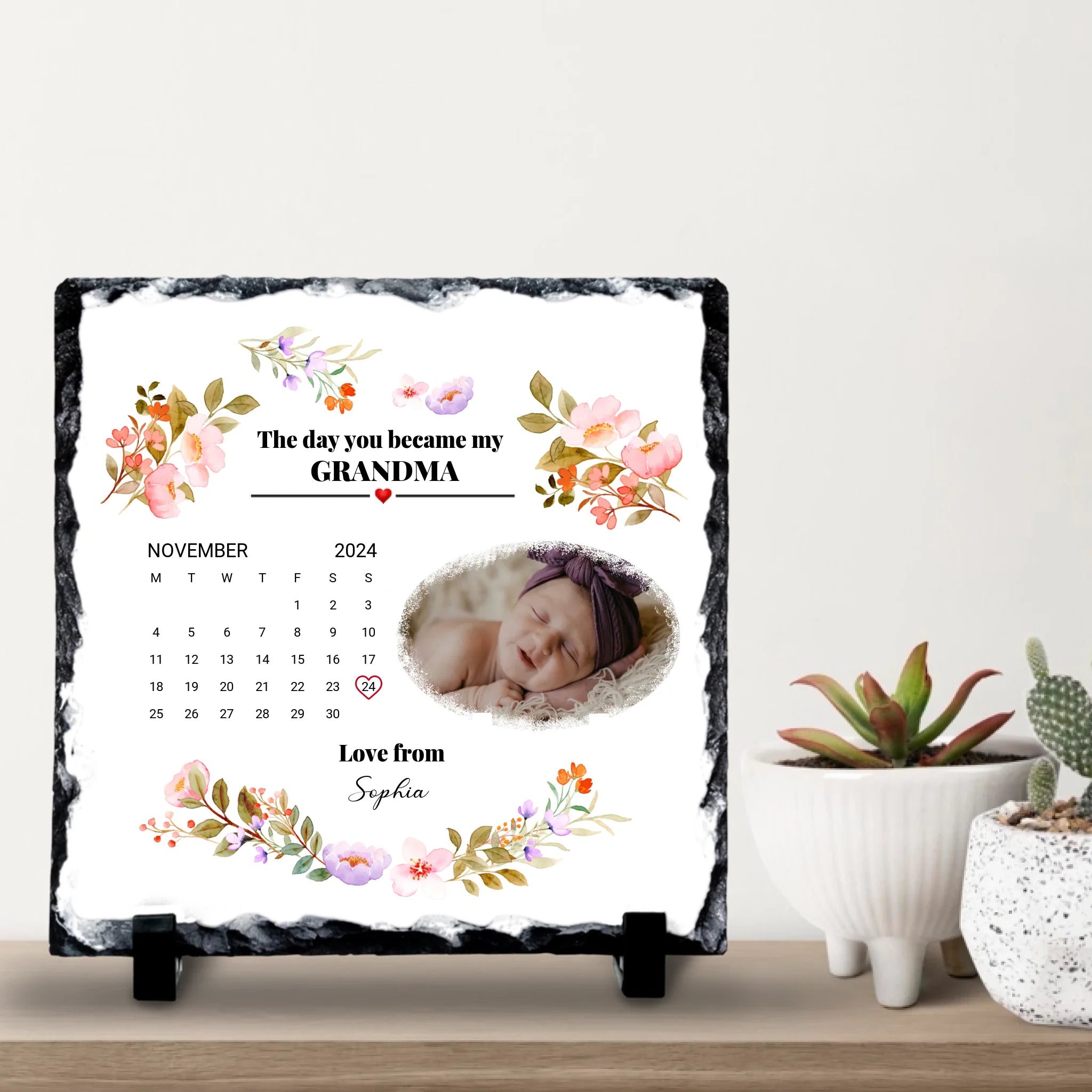 Custom ‘Day You Became My’ Slate – Photo & Date Keepsake