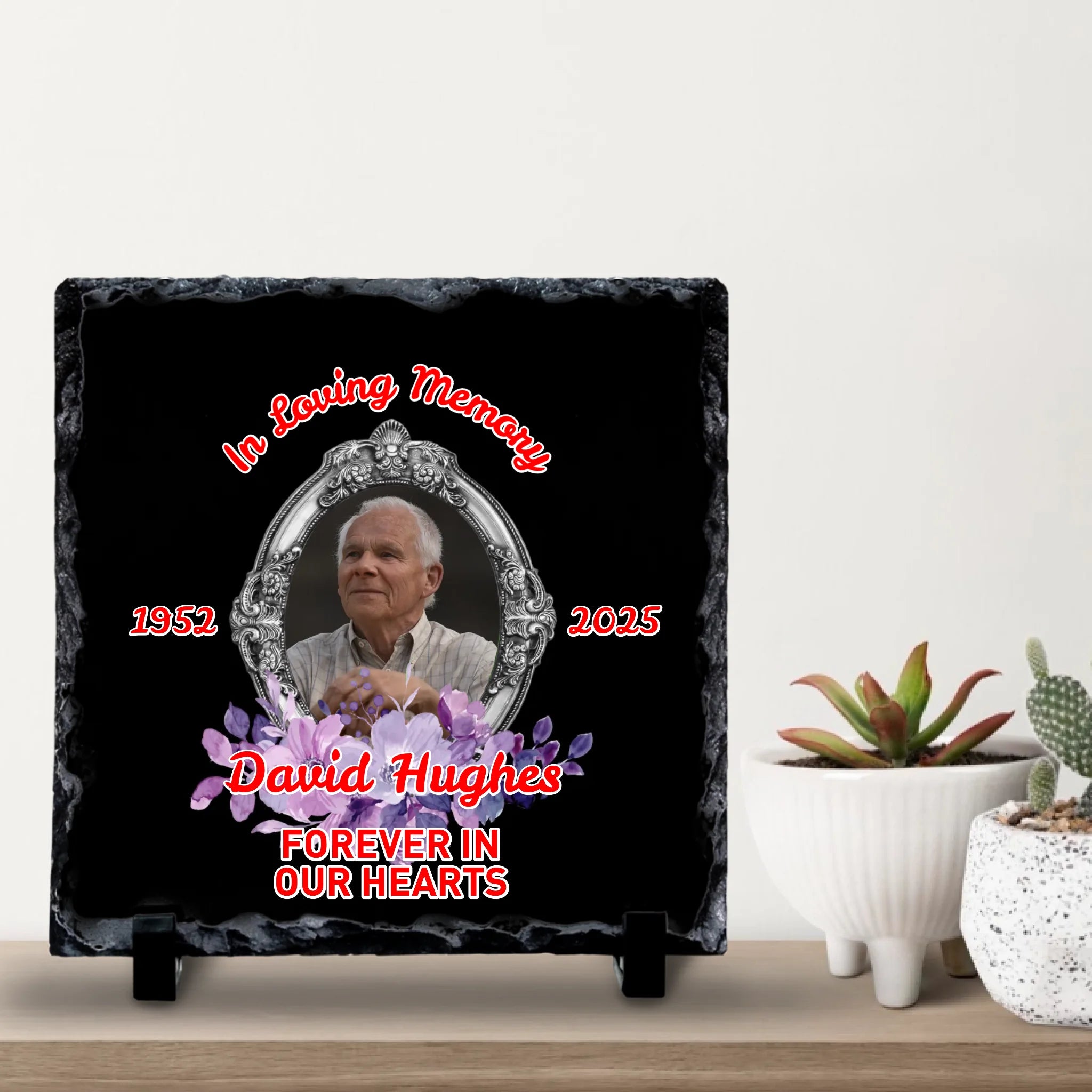 Custom Personalised Memorial Photo Slate Plaque