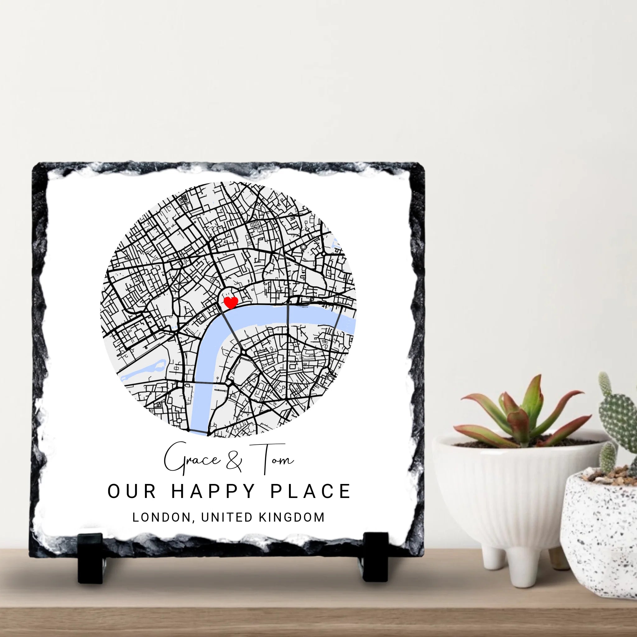 Custom Personalised Couples Circle Map Slate - Custom Locations & Special Moments