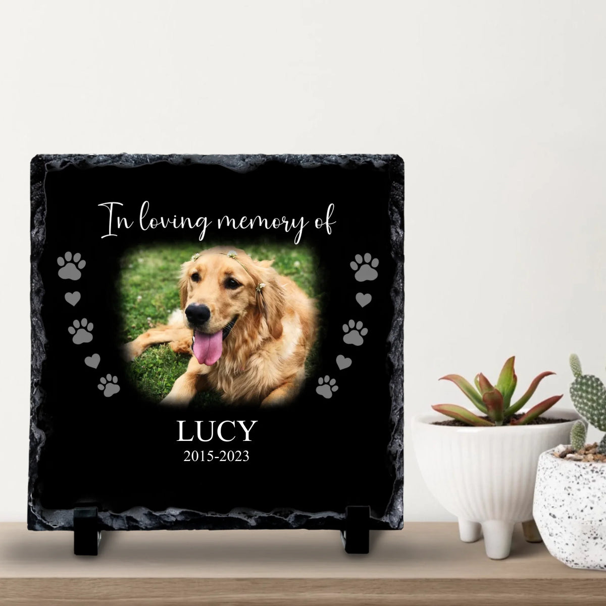Personalised Pet Memorial Photo Slate - "In Loving Memory"