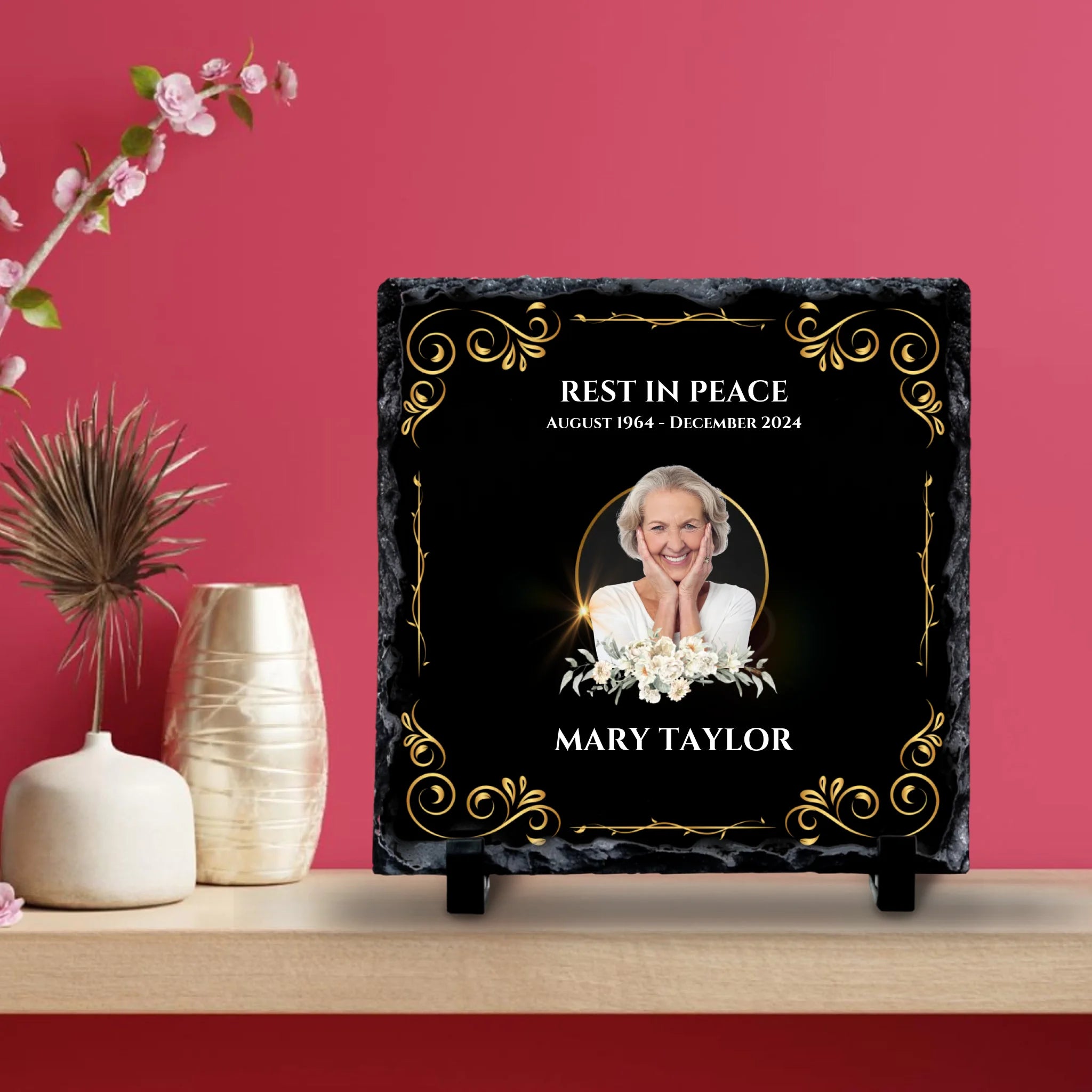 Custom Personalised Memorial Photo Slate Plaque - A Perfect Reminder