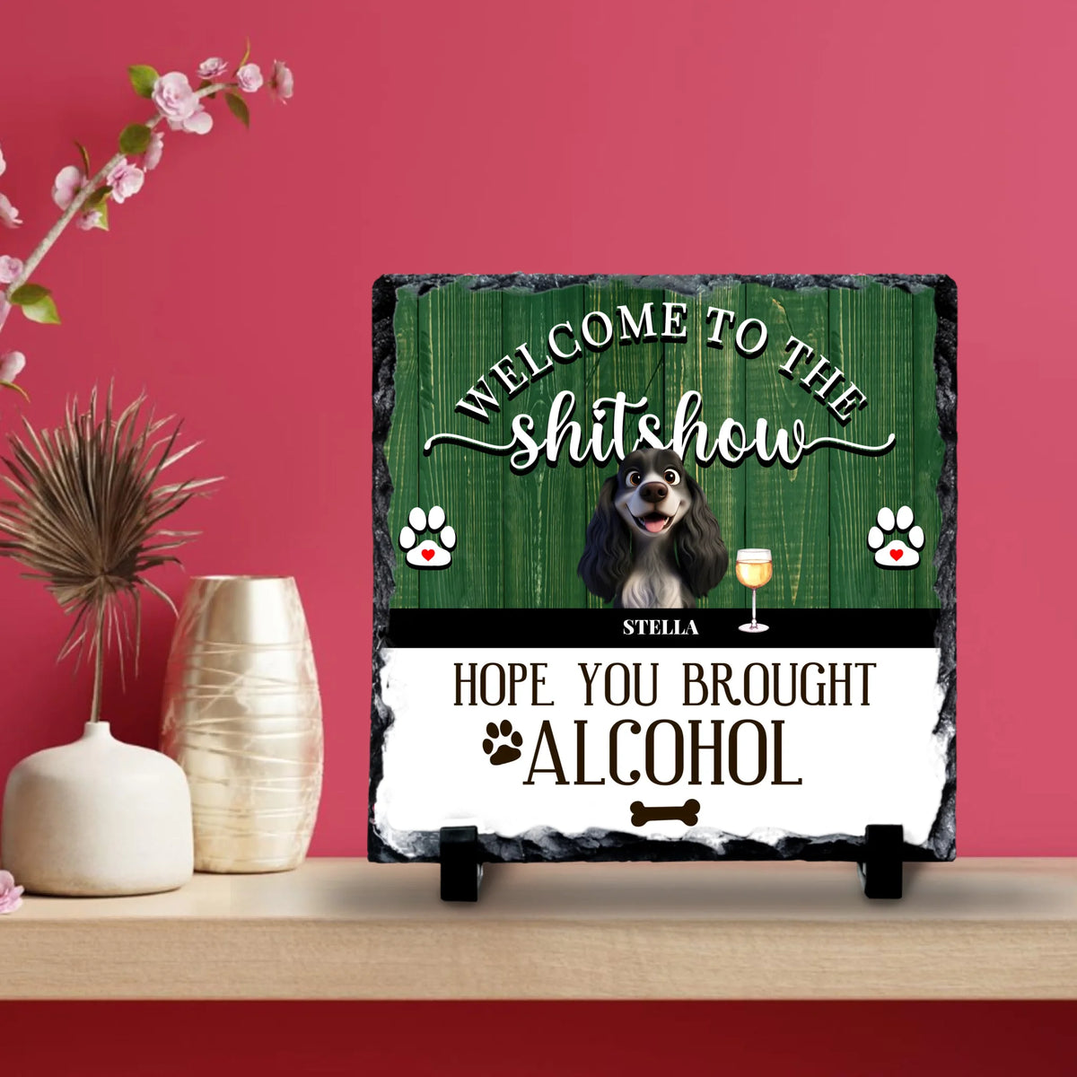 Personalised Pet Slate | Welcome to the | Funny Dog & Cat Gift | Up to 4 Pets