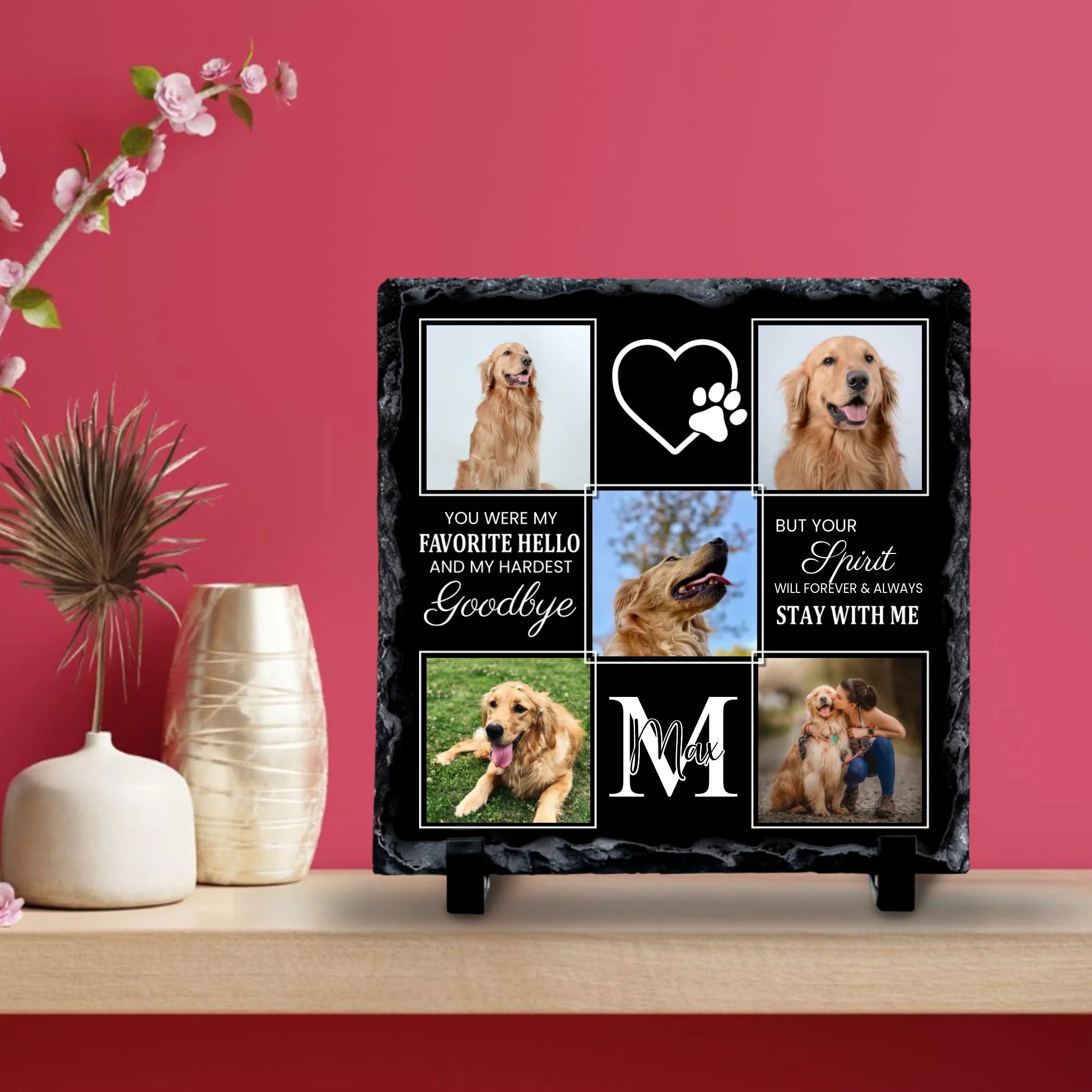 Personalised Pet Photo Collage Photo Slate - You Were My Favourite Hello - 5 Photos