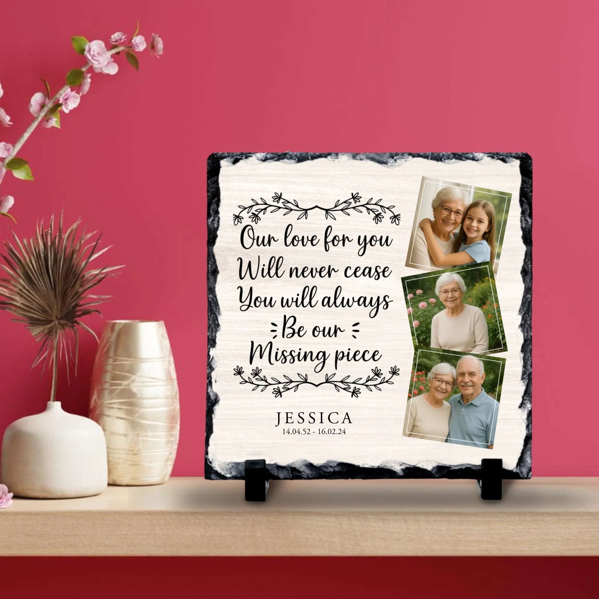 Custom Personalised Memorial Photo Slate Plaque  - Our Love For You