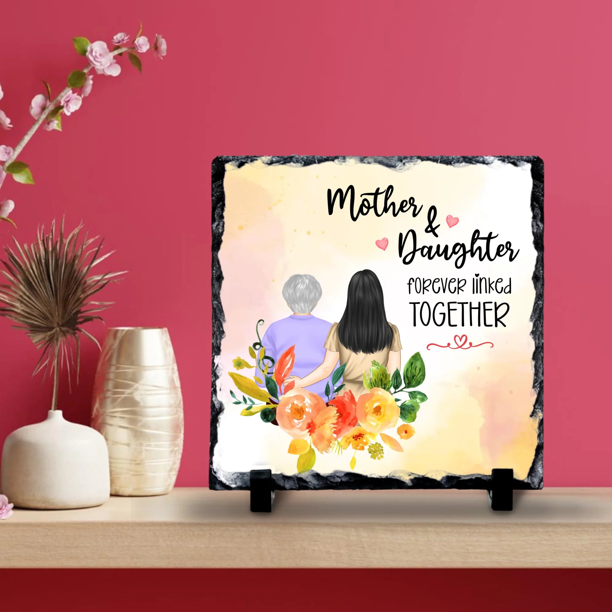 Custom Mother & Daughter Photo Slate - Personalised Gift for Mum