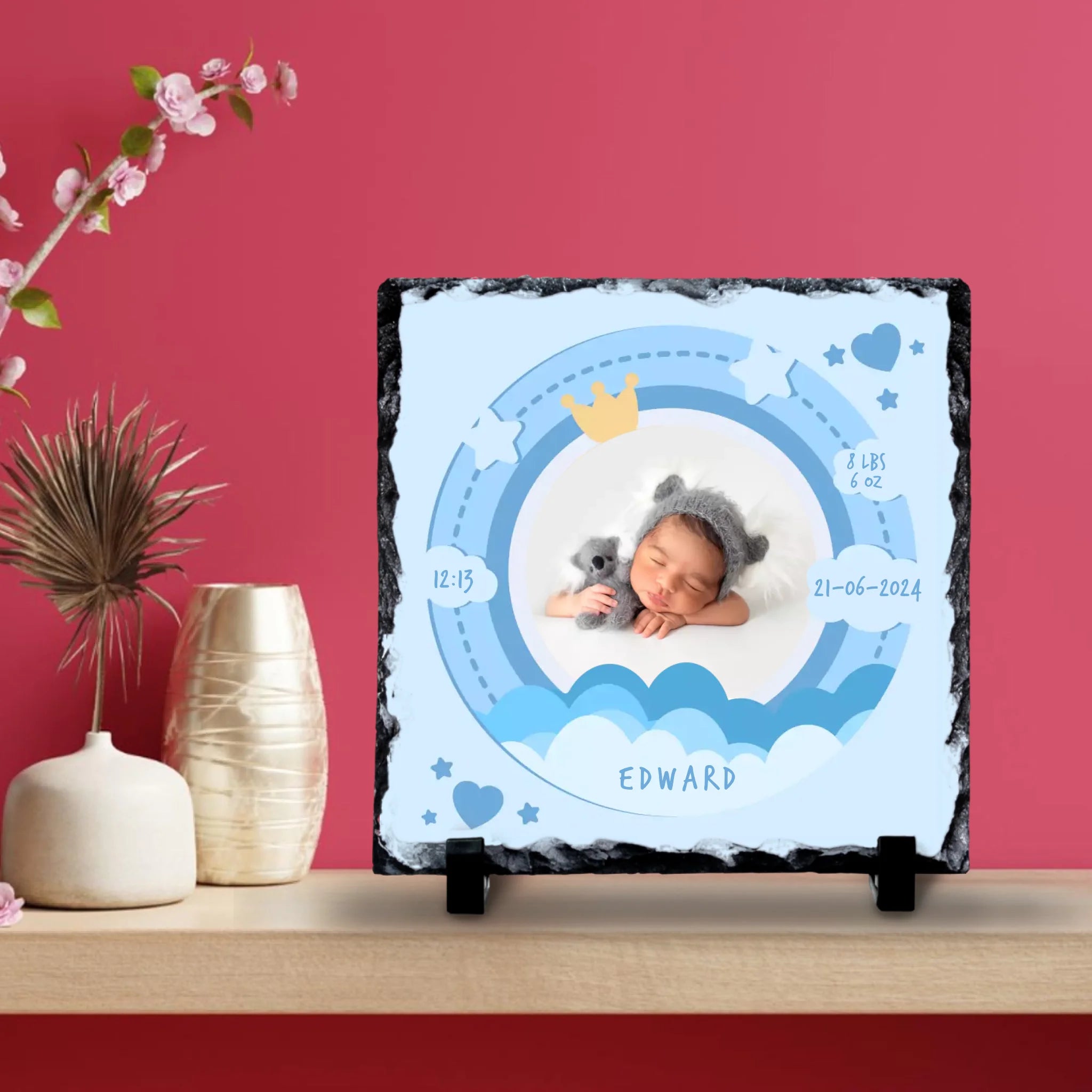 Custom Personalised Birth Announcement Photo Slate