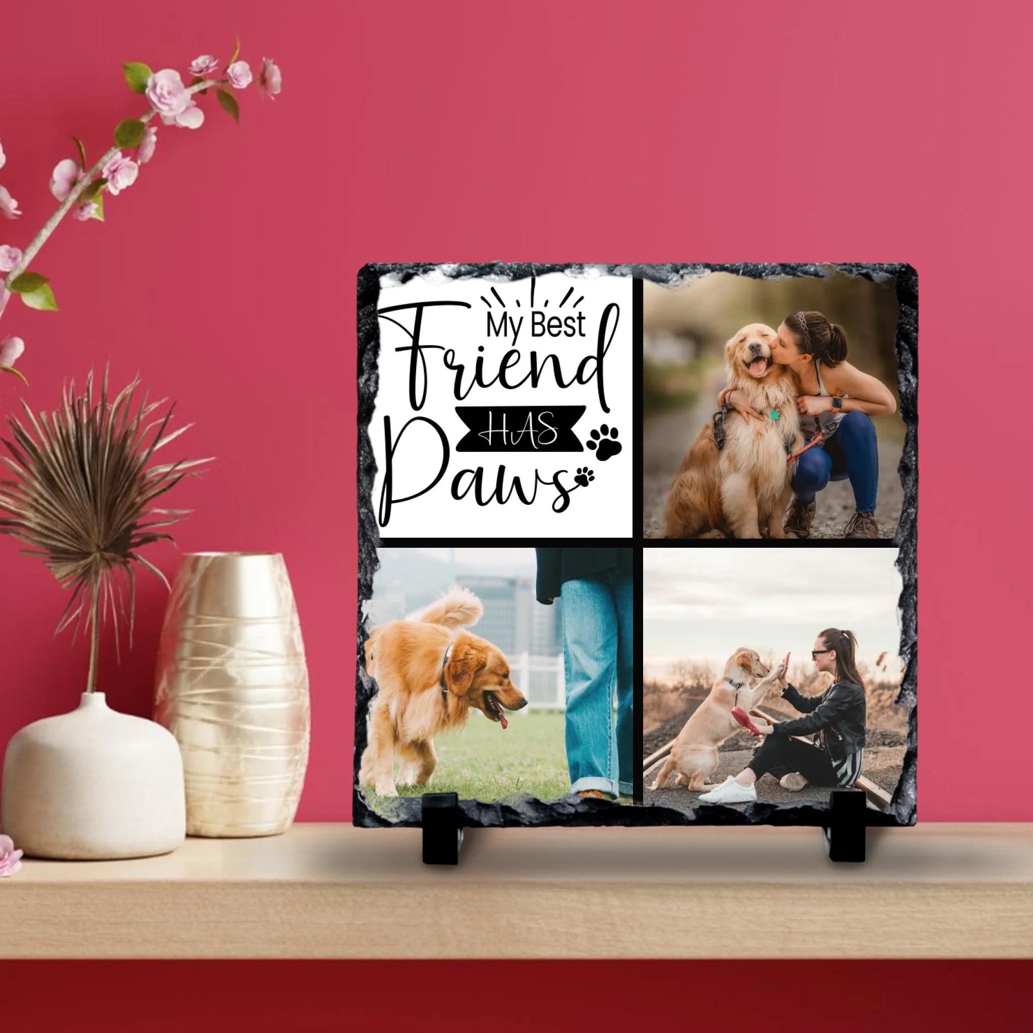 Custom Personalised Pet Photo Slate - "My Best Friend Has Paws"