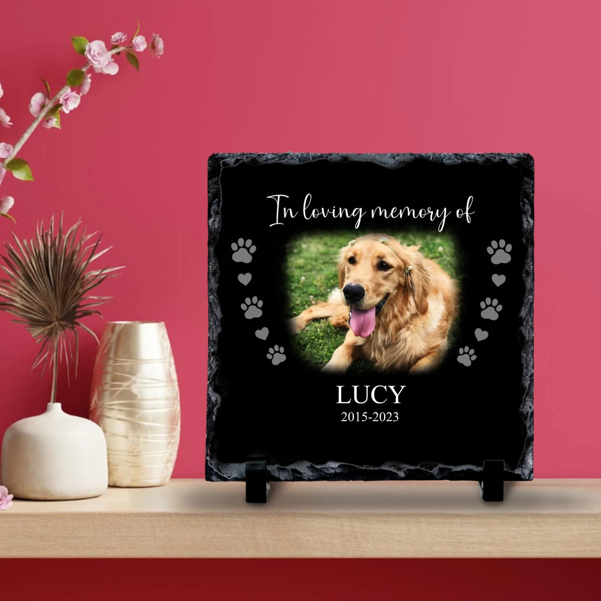Personalised Pet Memorial Photo Slate - "In Loving Memory"