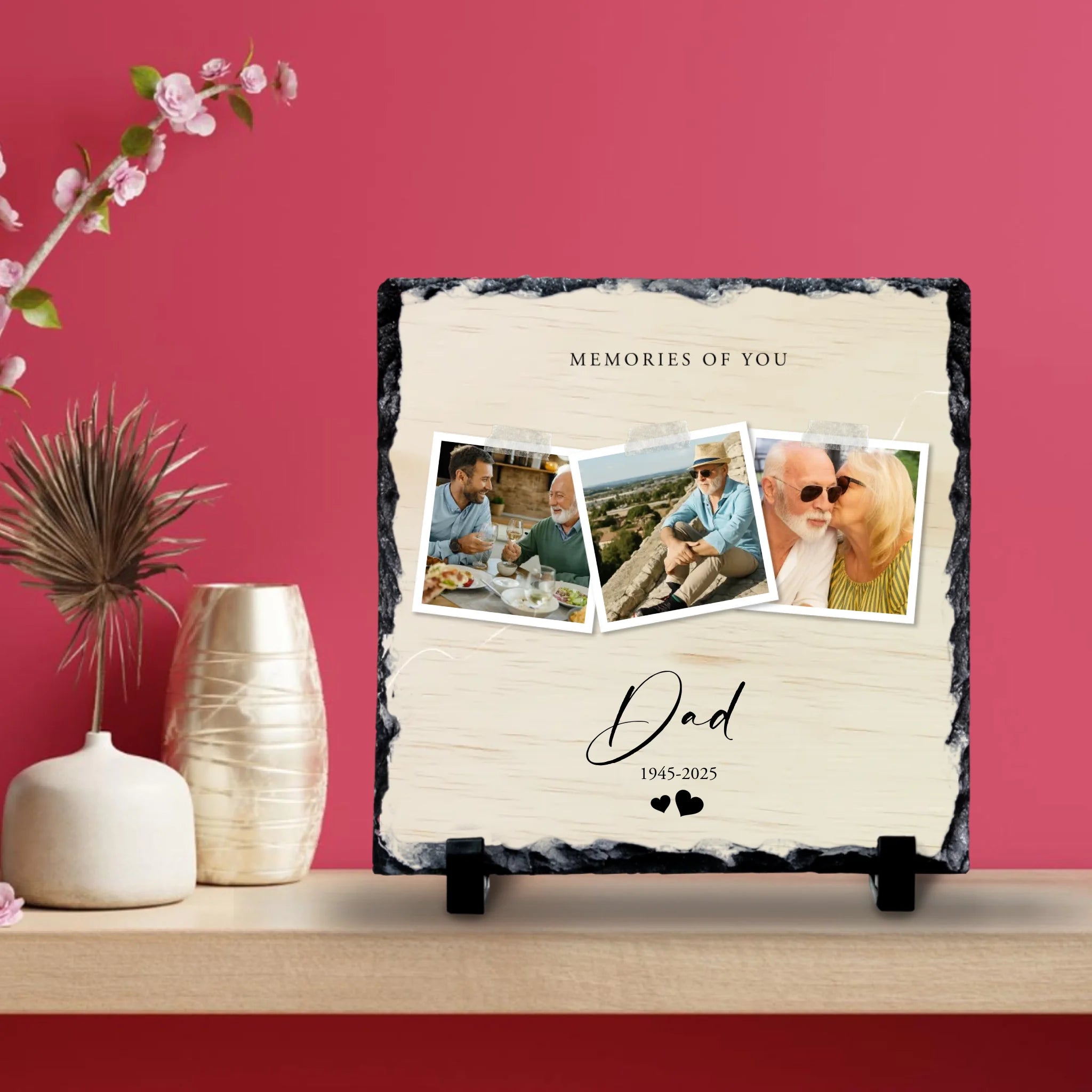 Custom Personalised Memorial Photo Slate Plaque  - Memories Of You