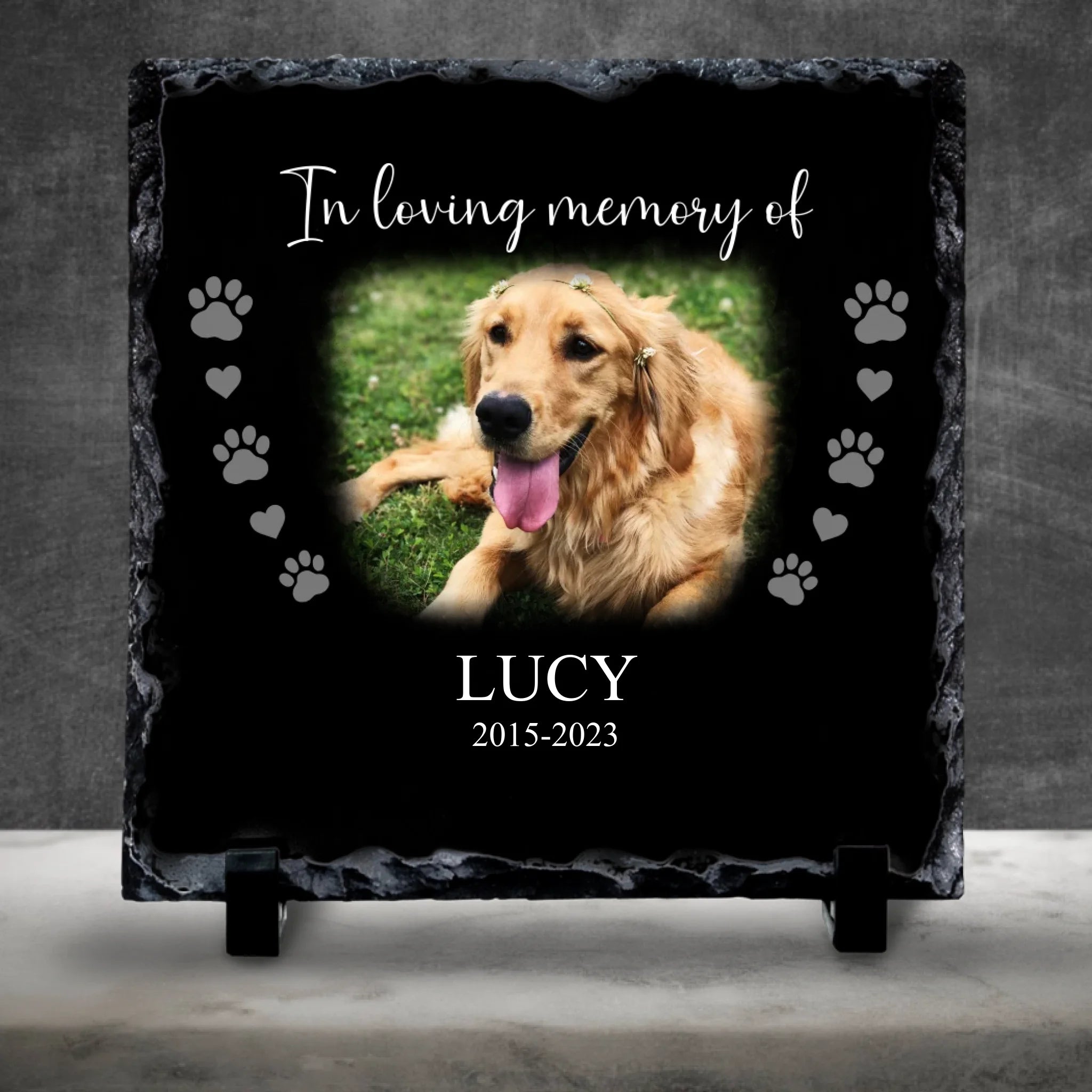 Personalised Pet Memorial Photo Slate - "In Loving Memory"