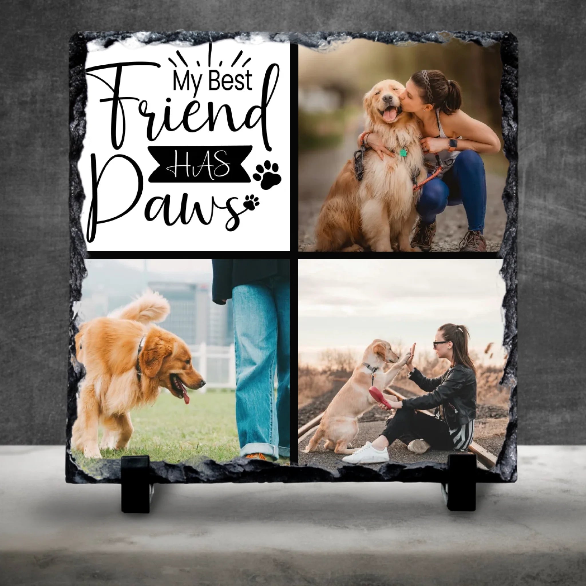 Custom Personalised Pet Photo Slate - "My Best Friend Has Paws"