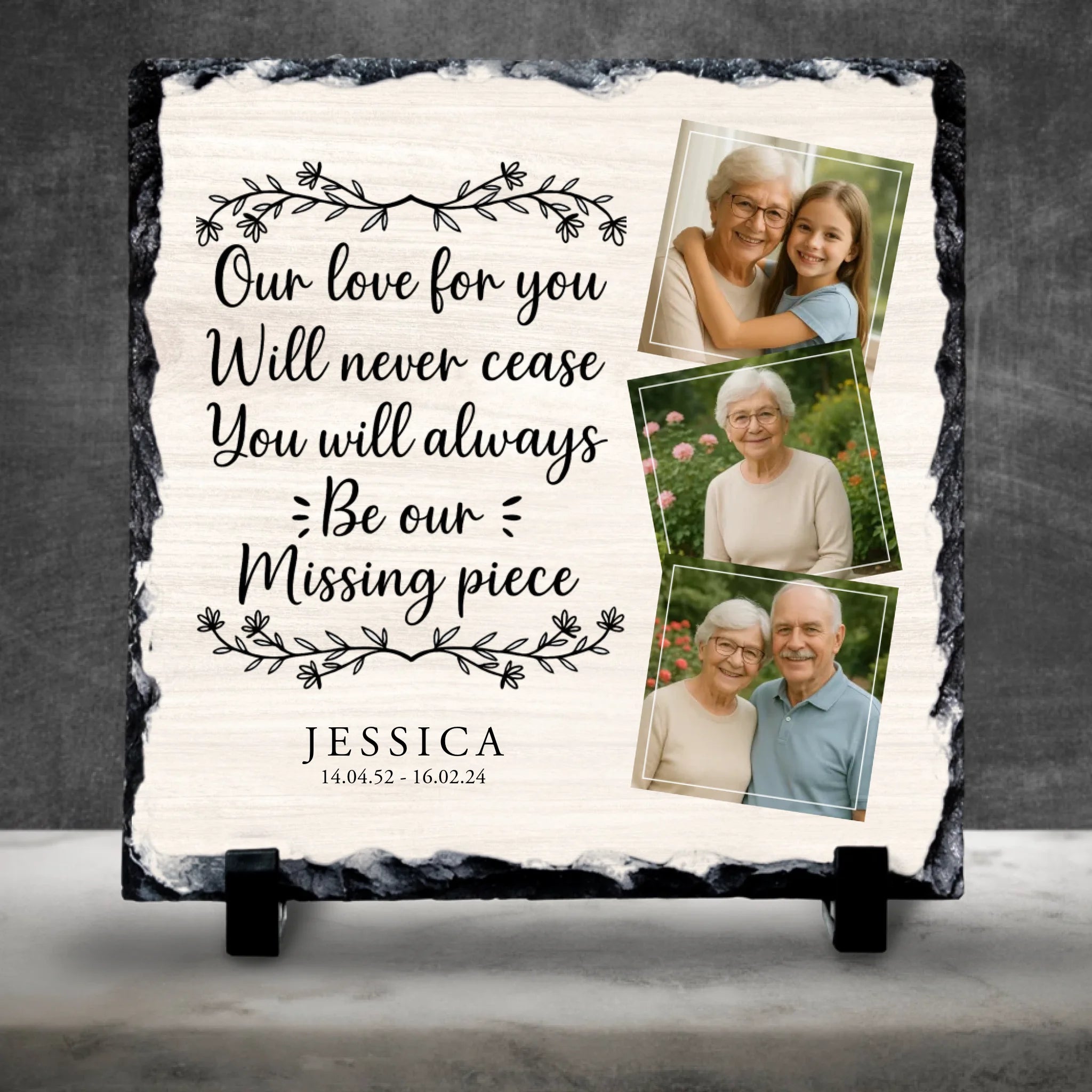 Custom Personalised Memorial Photo Slate Plaque  - Our Love For You
