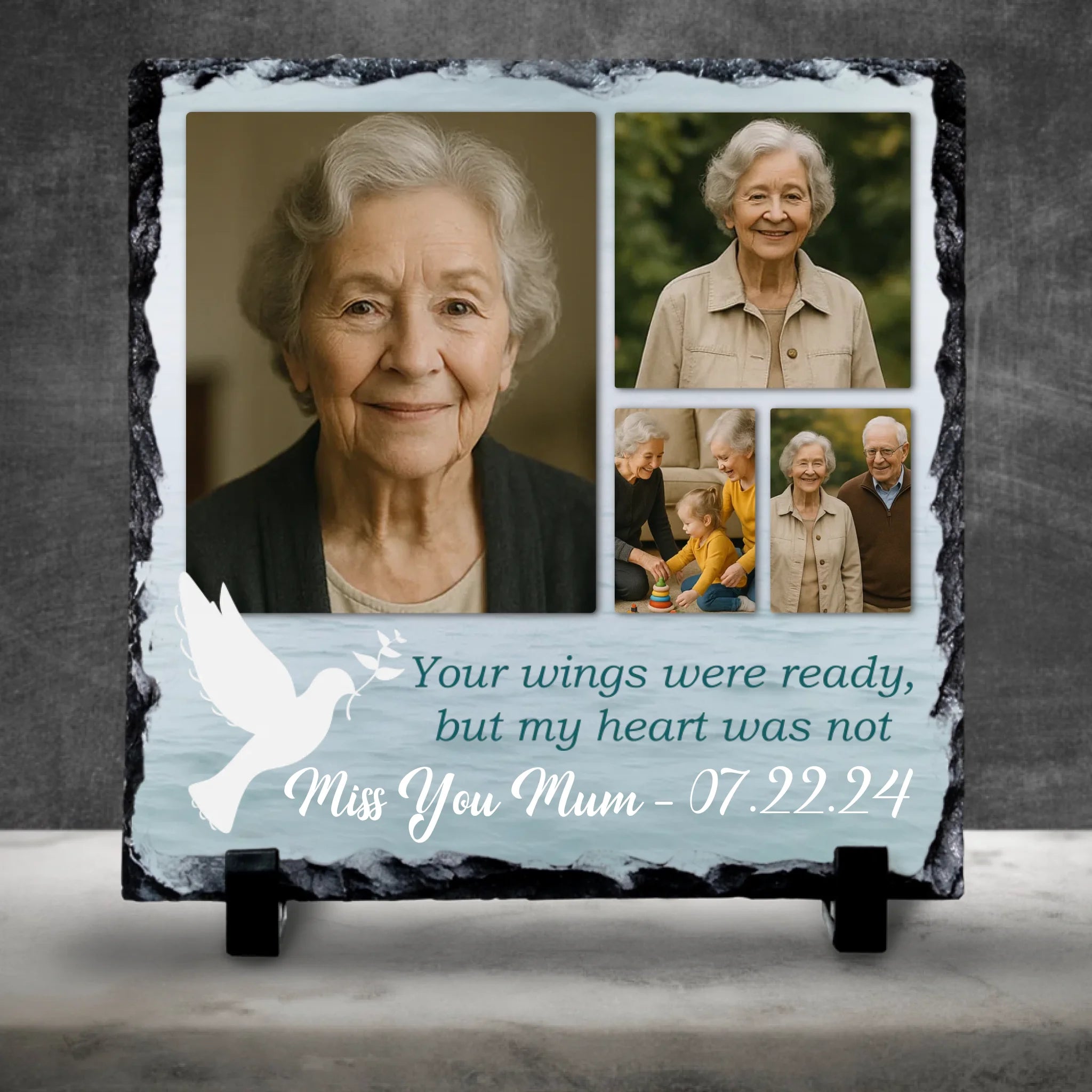 Custom Personalised Memorial Photo Slate Plaque  - 4 Photo