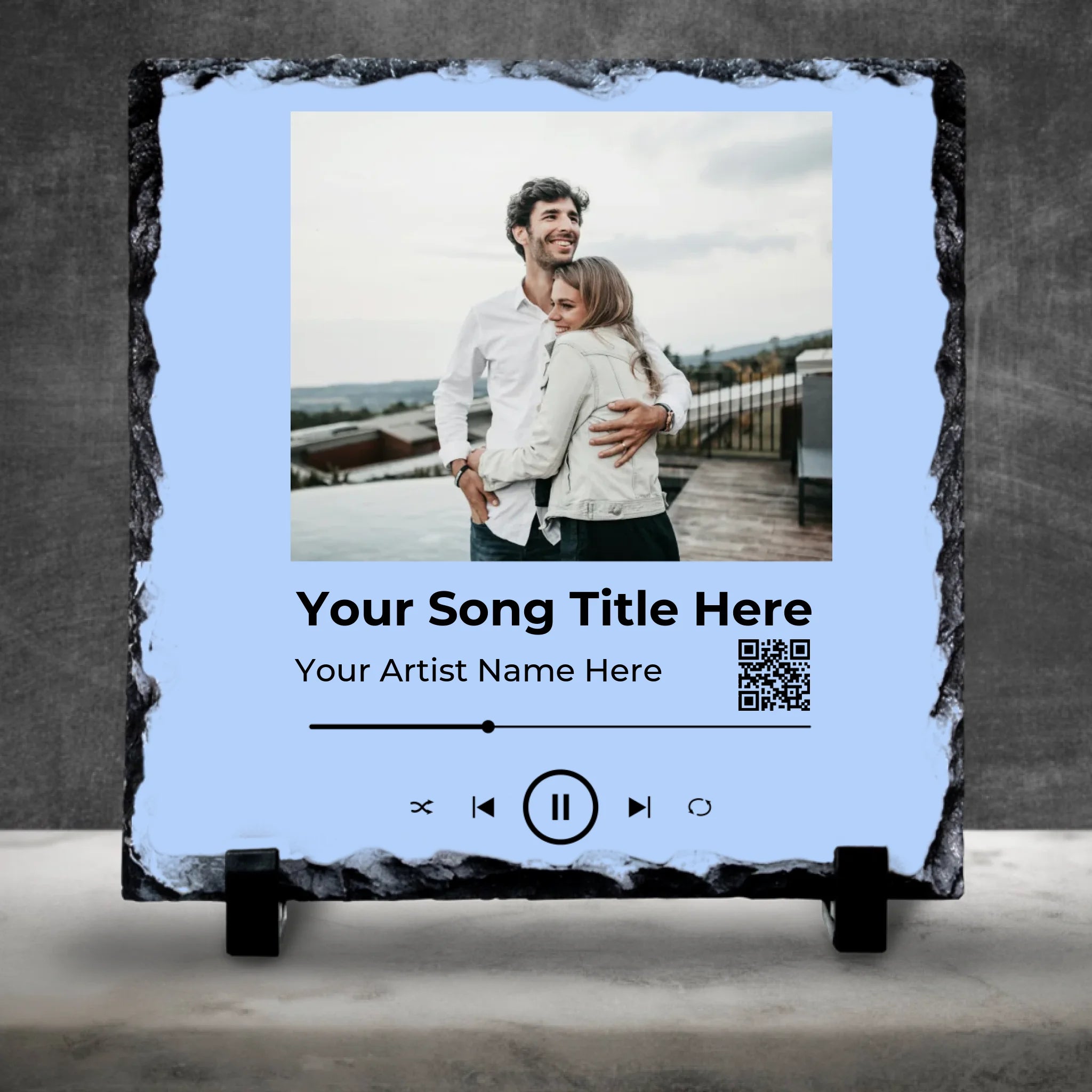 Custom Song Plaque Photo Slate – Personalised with QR Code