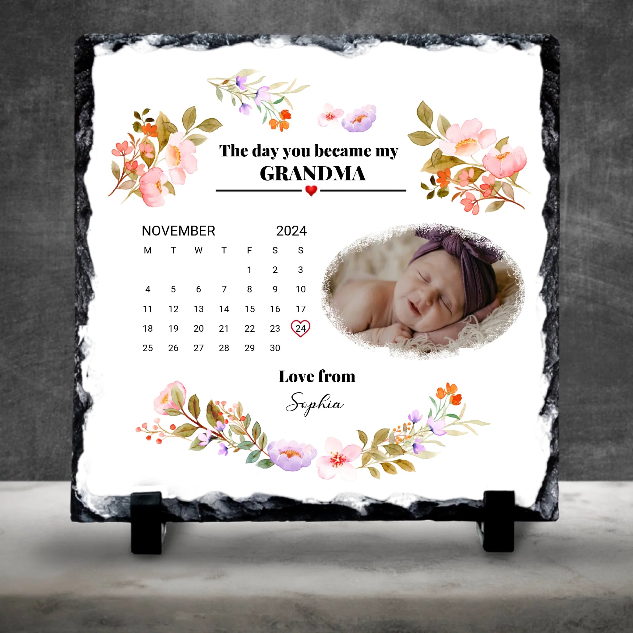 Custom ‘Day You Became My’ Slate – Photo & Date Keepsake