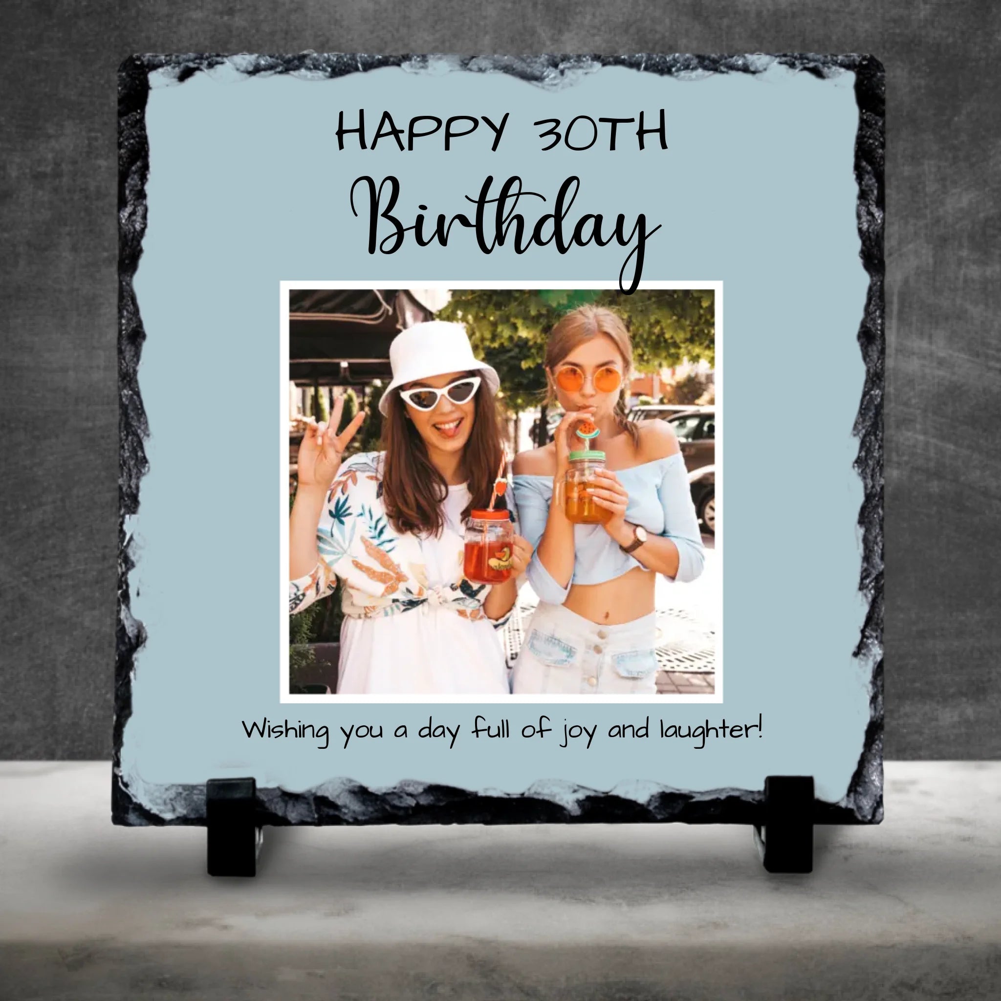 Custom Personalised Birthday Milestone  Photo Slate - Custom Photo, Background Colour & Quote