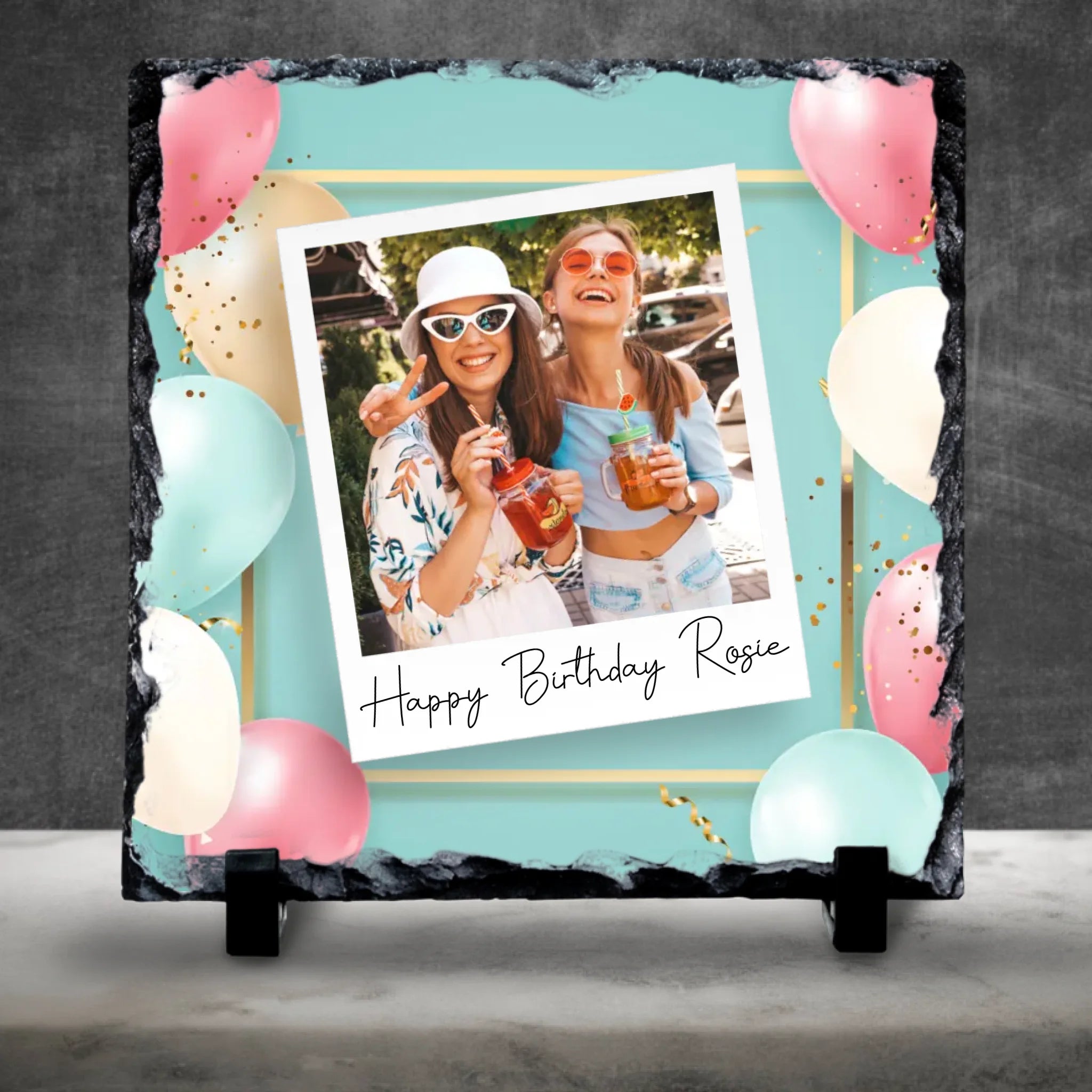 Custom Personalised Photo Slate - Retro-Inspired Frame Design with Custom Text