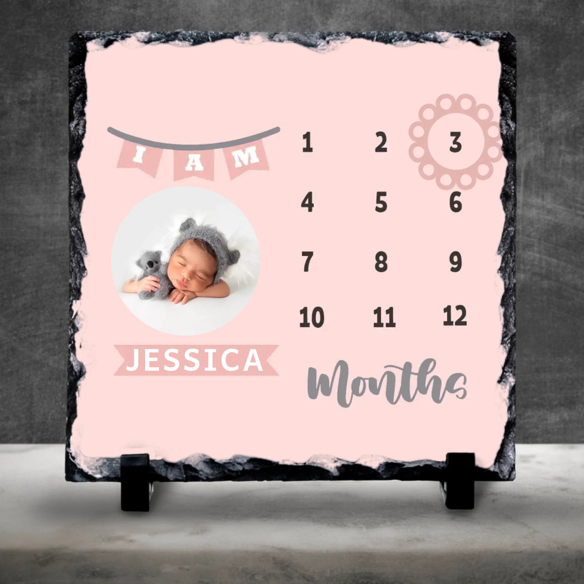 Custom Personalised Baby Girl Milestone Photo Slate