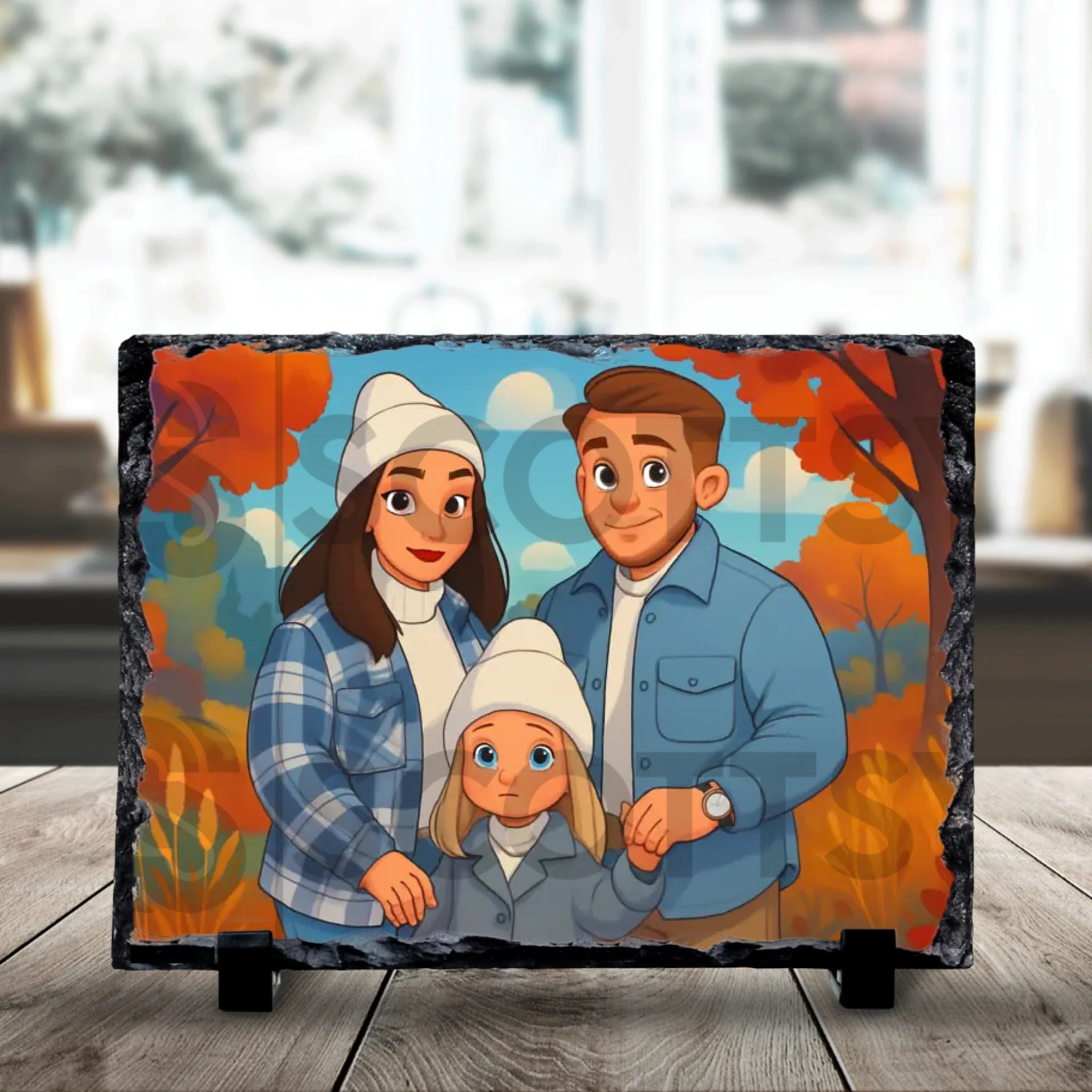 19x14cm custom photo slate showing animated style portrait design