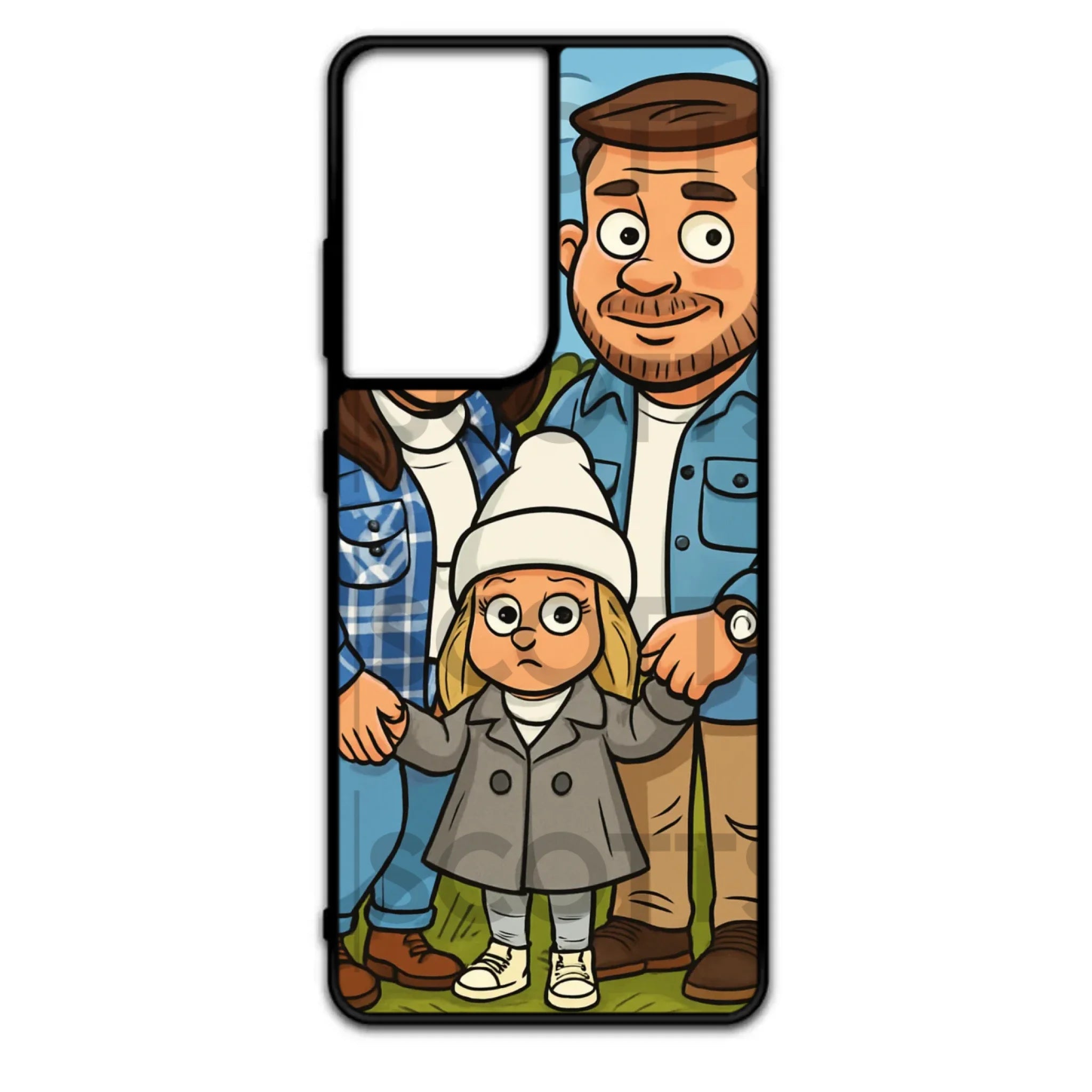 Personalised cartoon caricature case with shock-resistant TPU rubber bumper