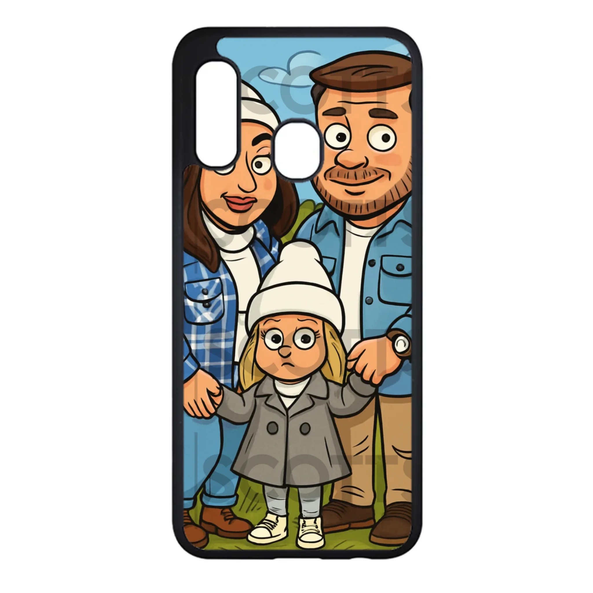 Personalised caricature phone case fitting Samsung Galaxy A20e