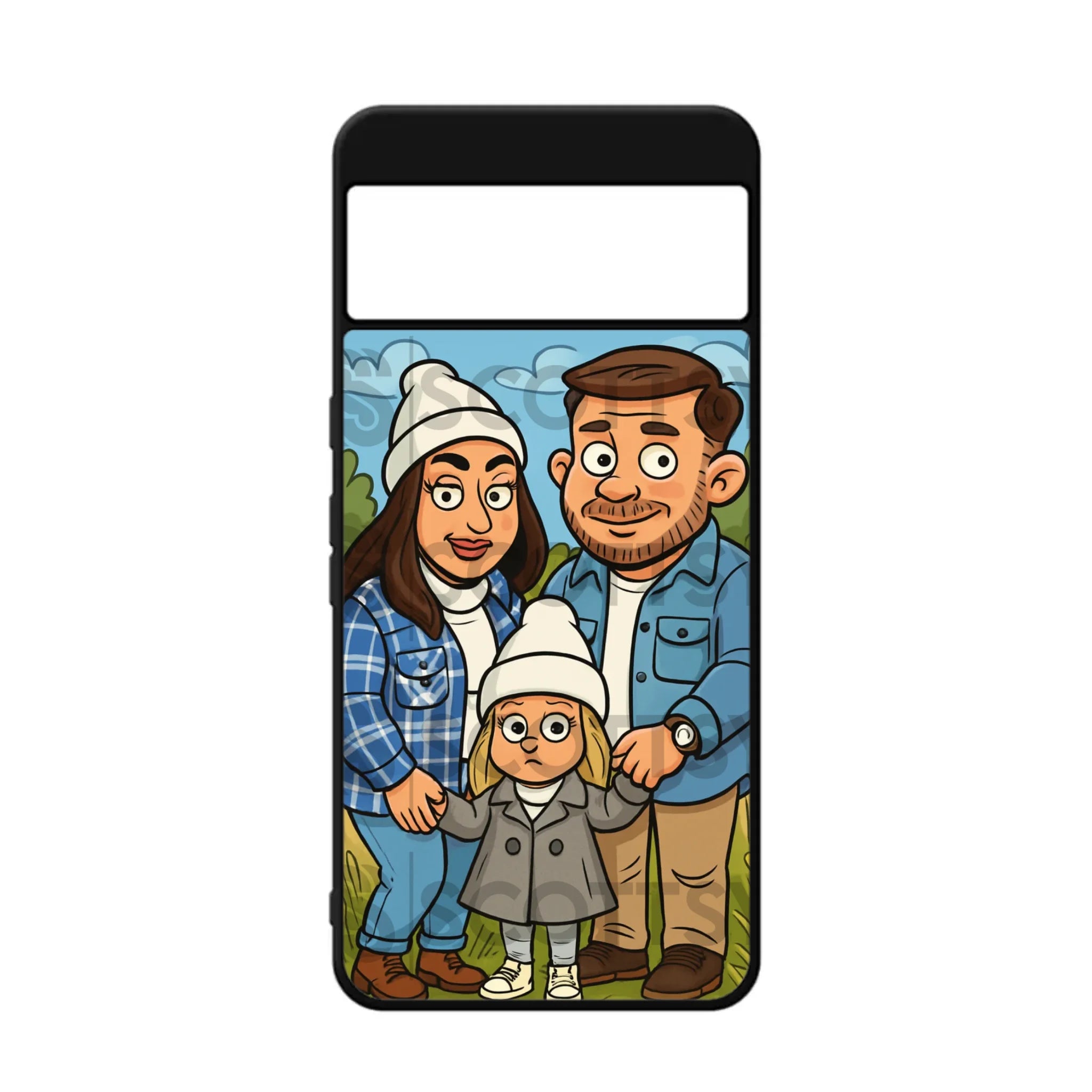 Custom Personalised Cartoon Caricature Animated Rubber TPU Case for iPhone, Samsung & Pixel