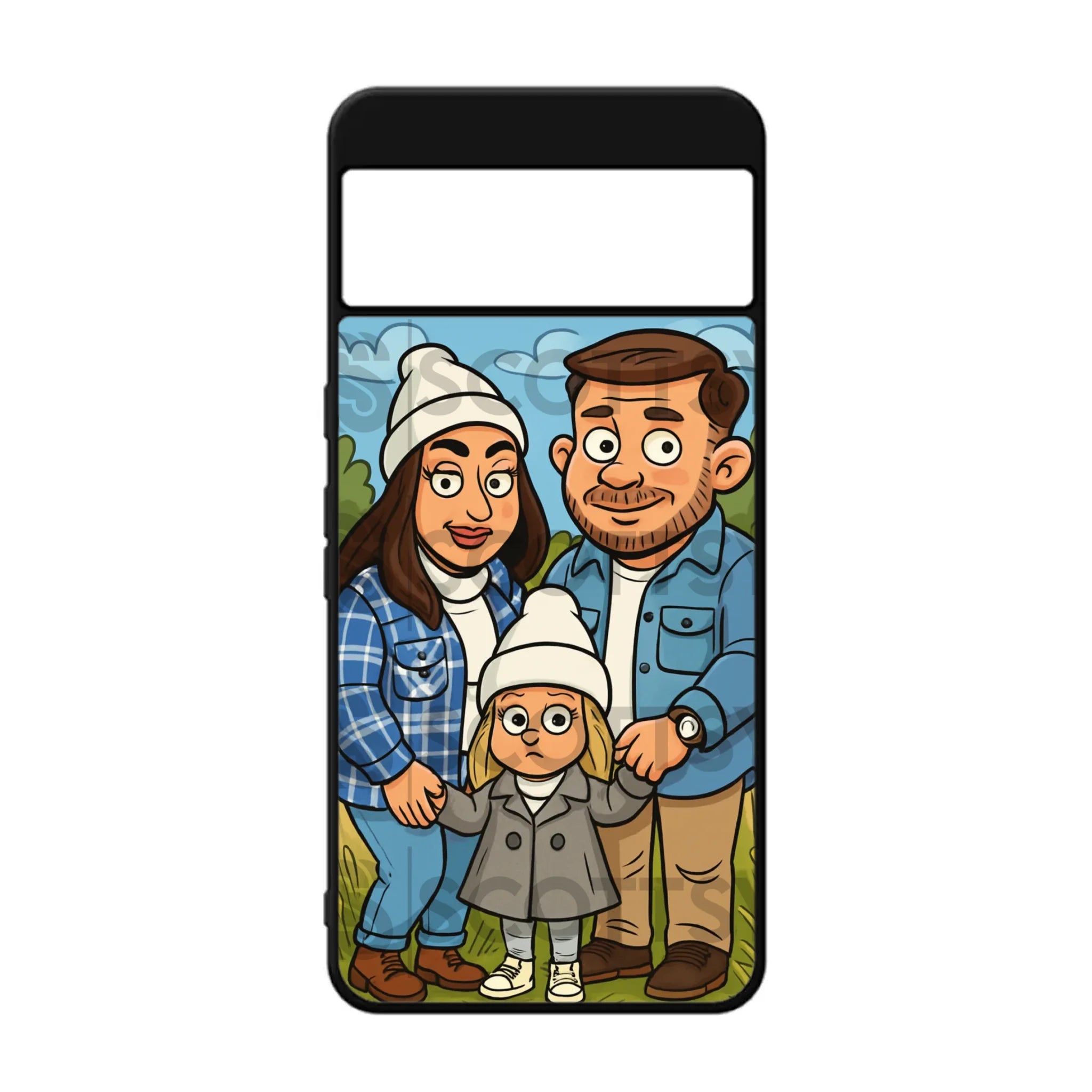 Custom Personalised Cartoon Caricature Animated Rubber TPU Case for iPhone, Samsung & Pixel