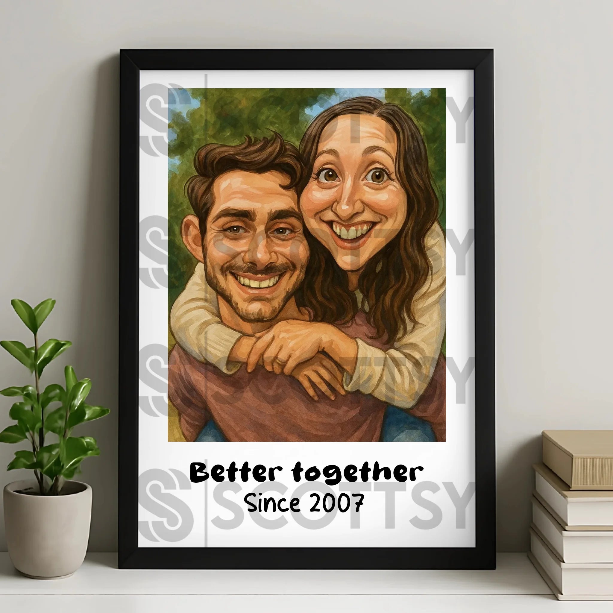 Personalised Caricature Couple Portrait | Funny Custom Illustration | Better Together Print