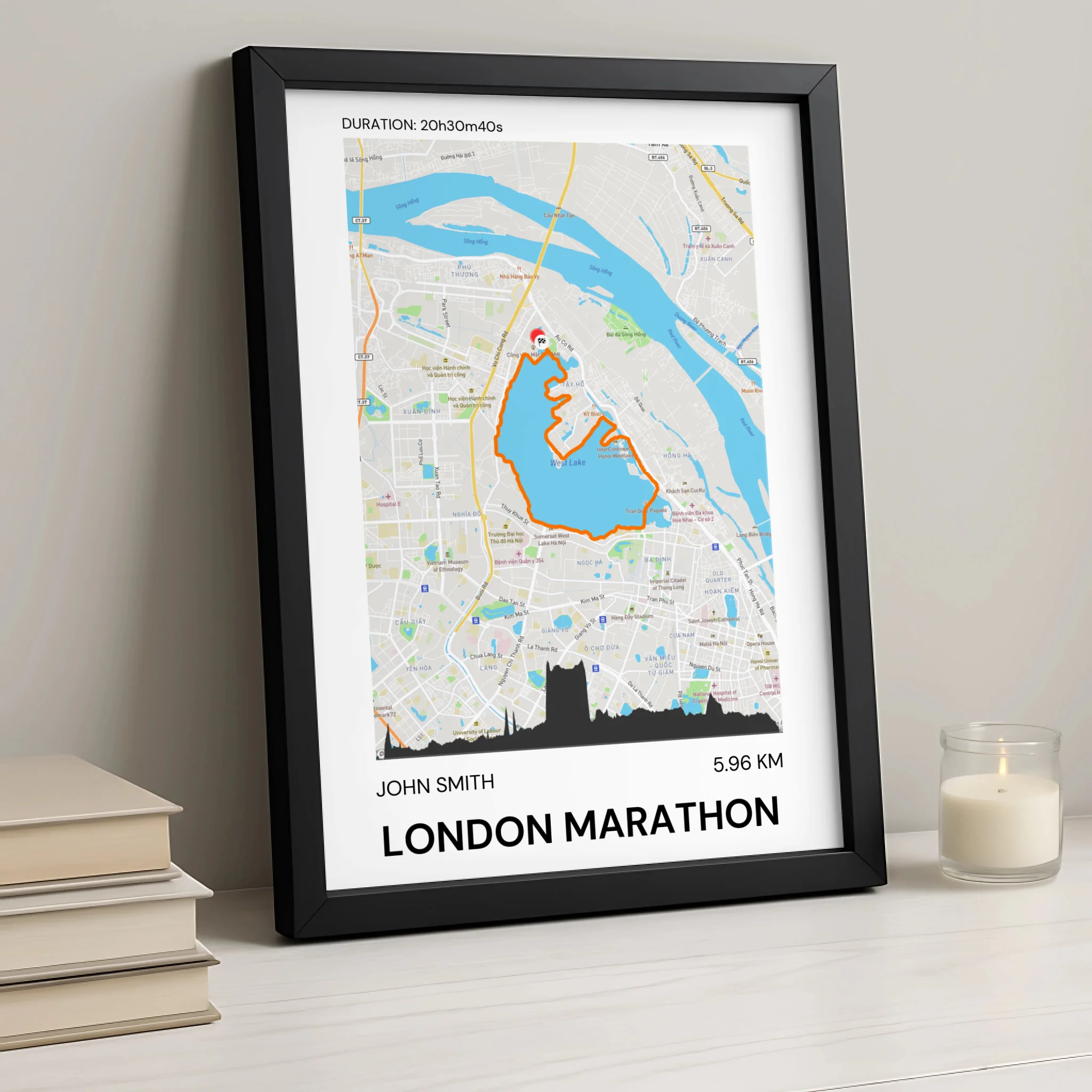 Personalised Running Map Print | Custom Marathon Route Art | GPS Tracker or GPX File Wall Art