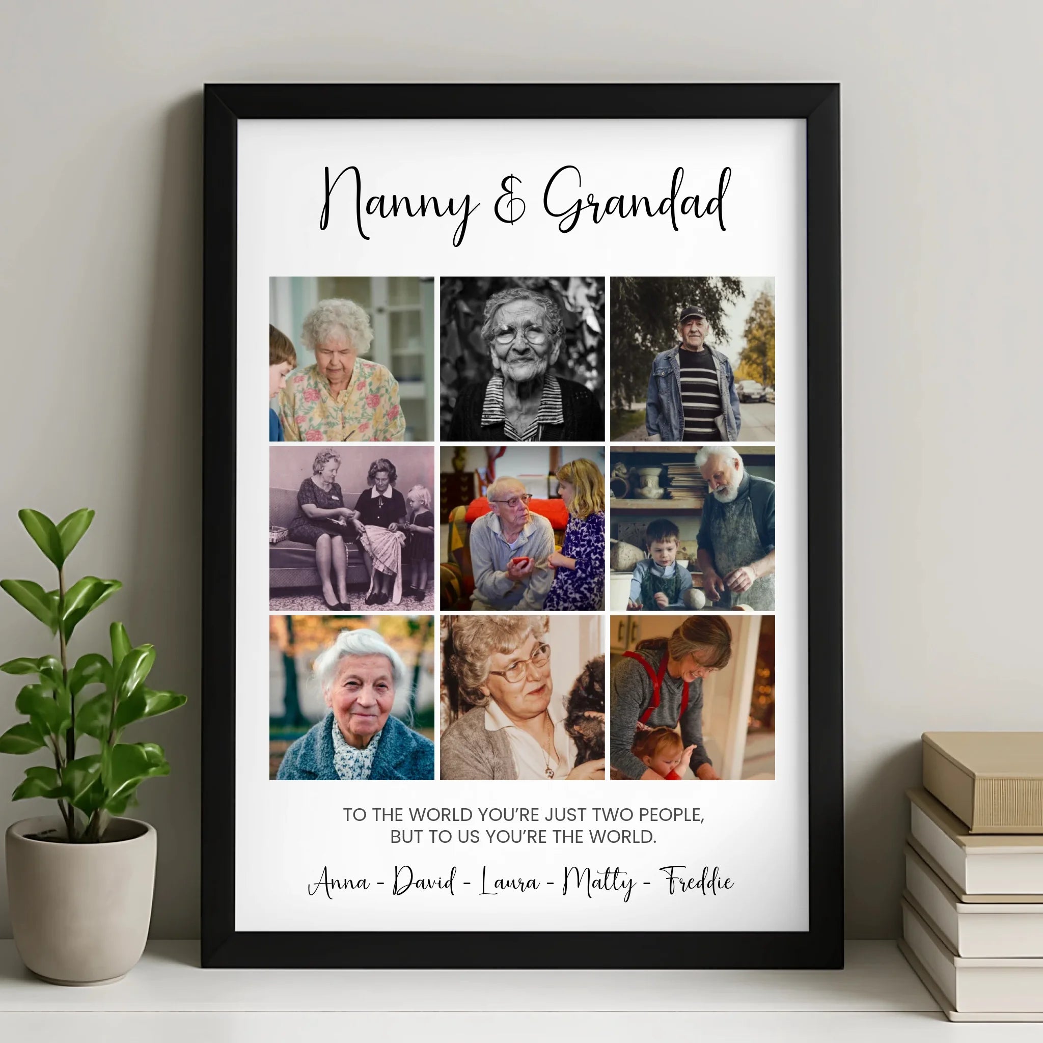 Personalised Grandparent Frame | Custom Nanny and Grandad Collage | Family Wall Print Gift