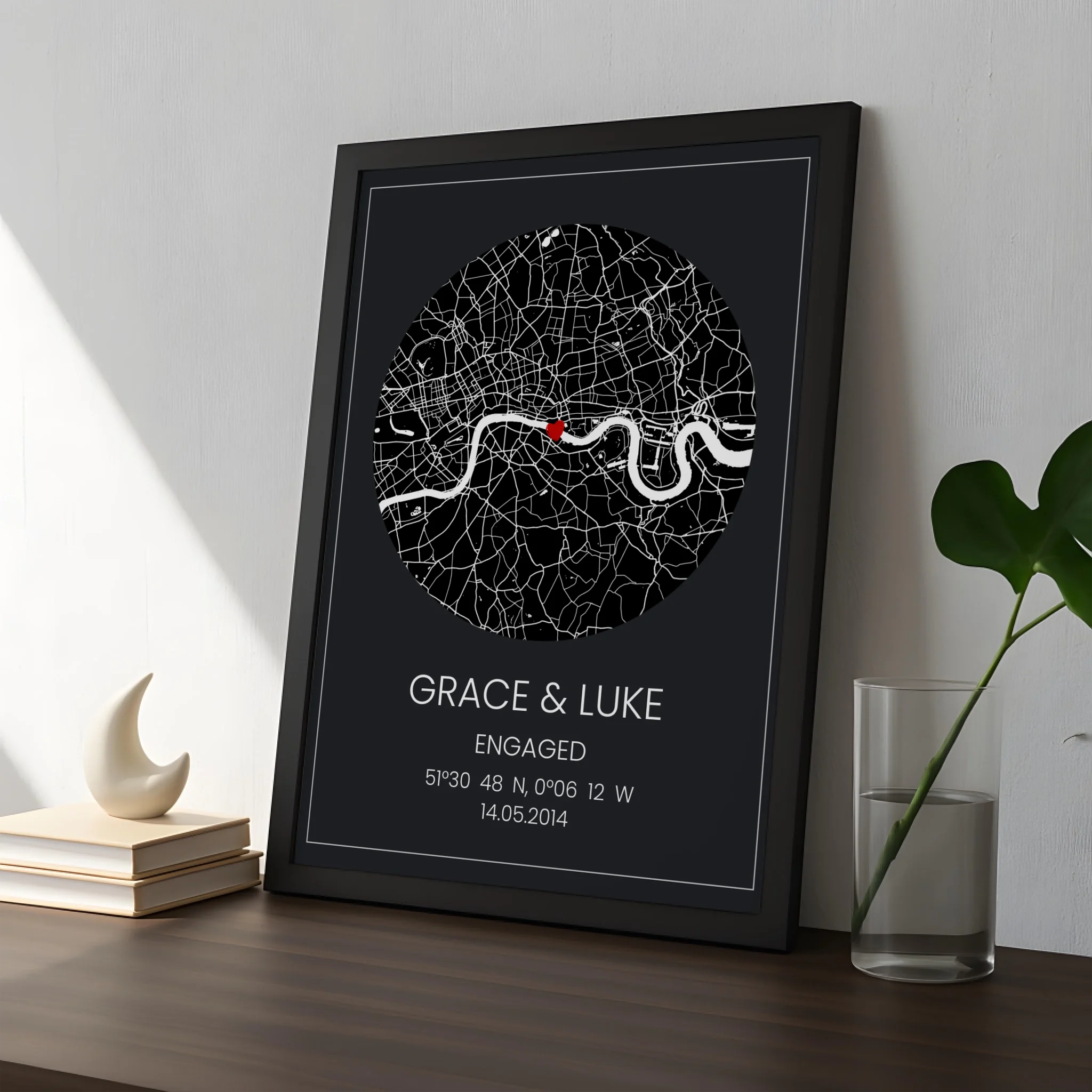 Personalised map print gift idea for engagements, weddings and anniversaries