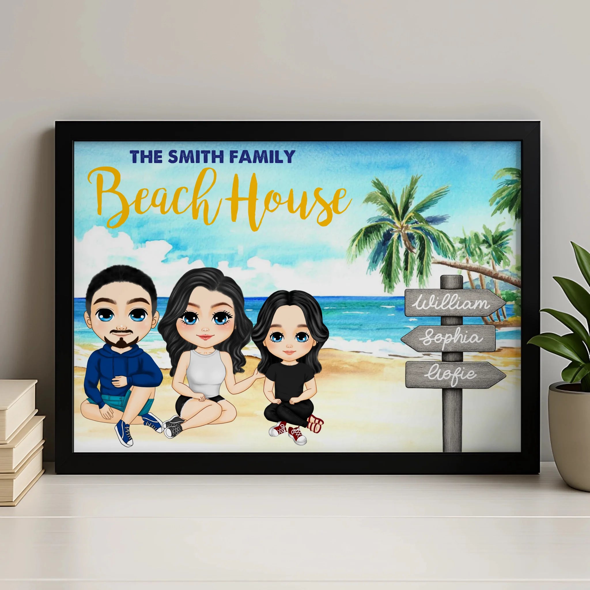 Personalised beach holiday photo frame gift idea for families