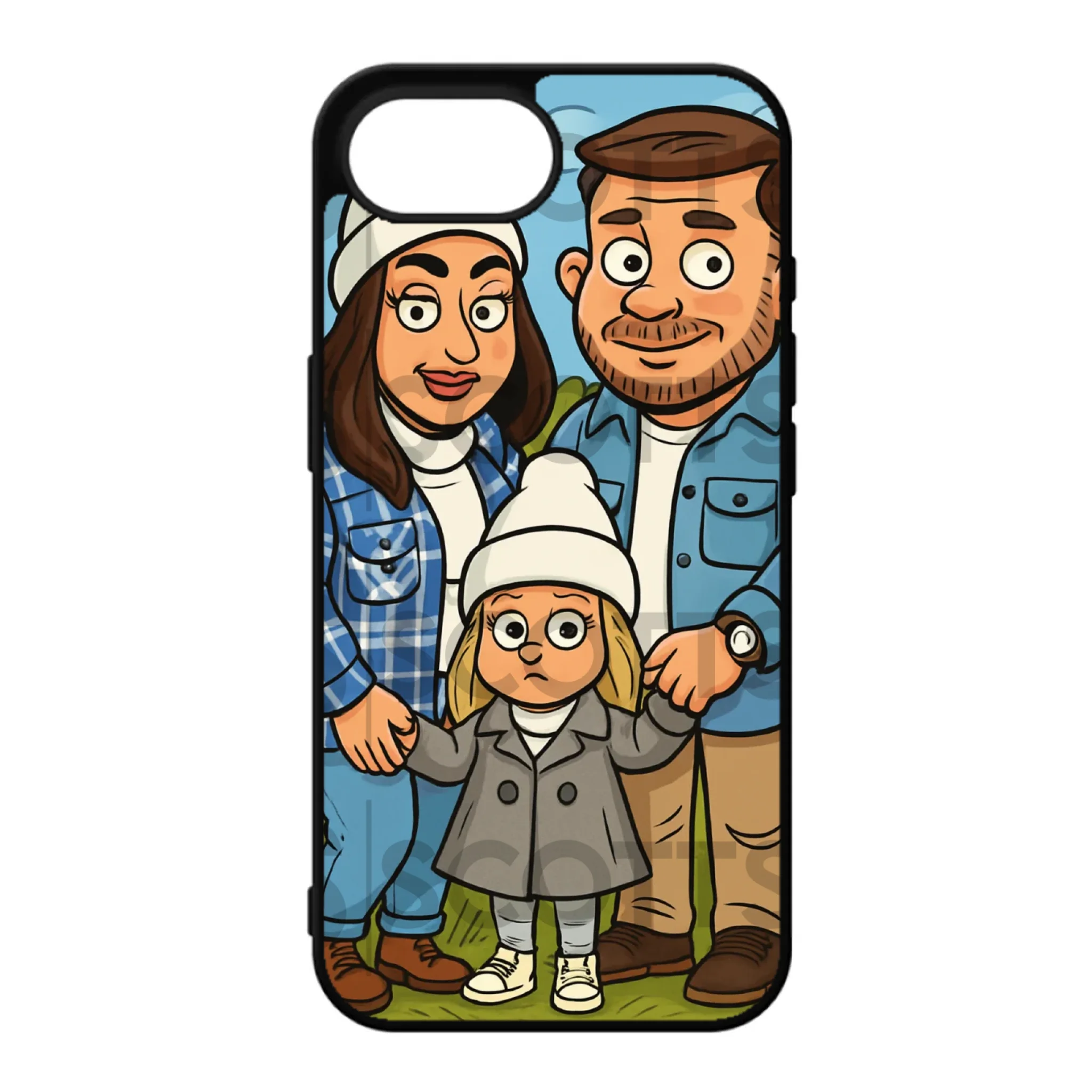 Personalised caricature phone case fitting iPhone 16e