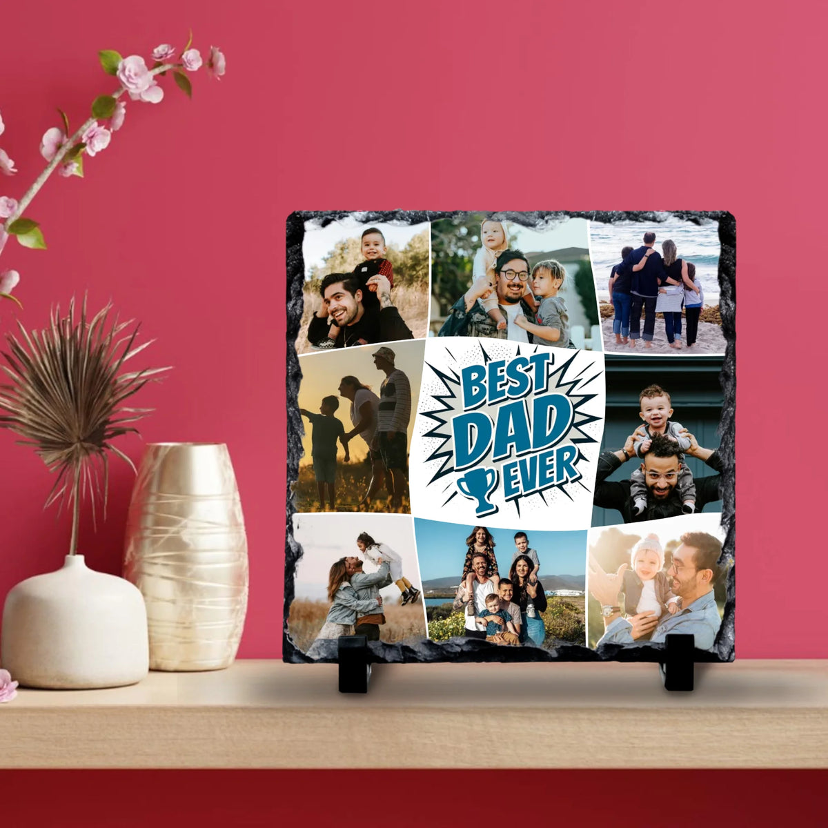 Best Dad Ever Personalised Photo Slate | Father's Day or Birthday Gift