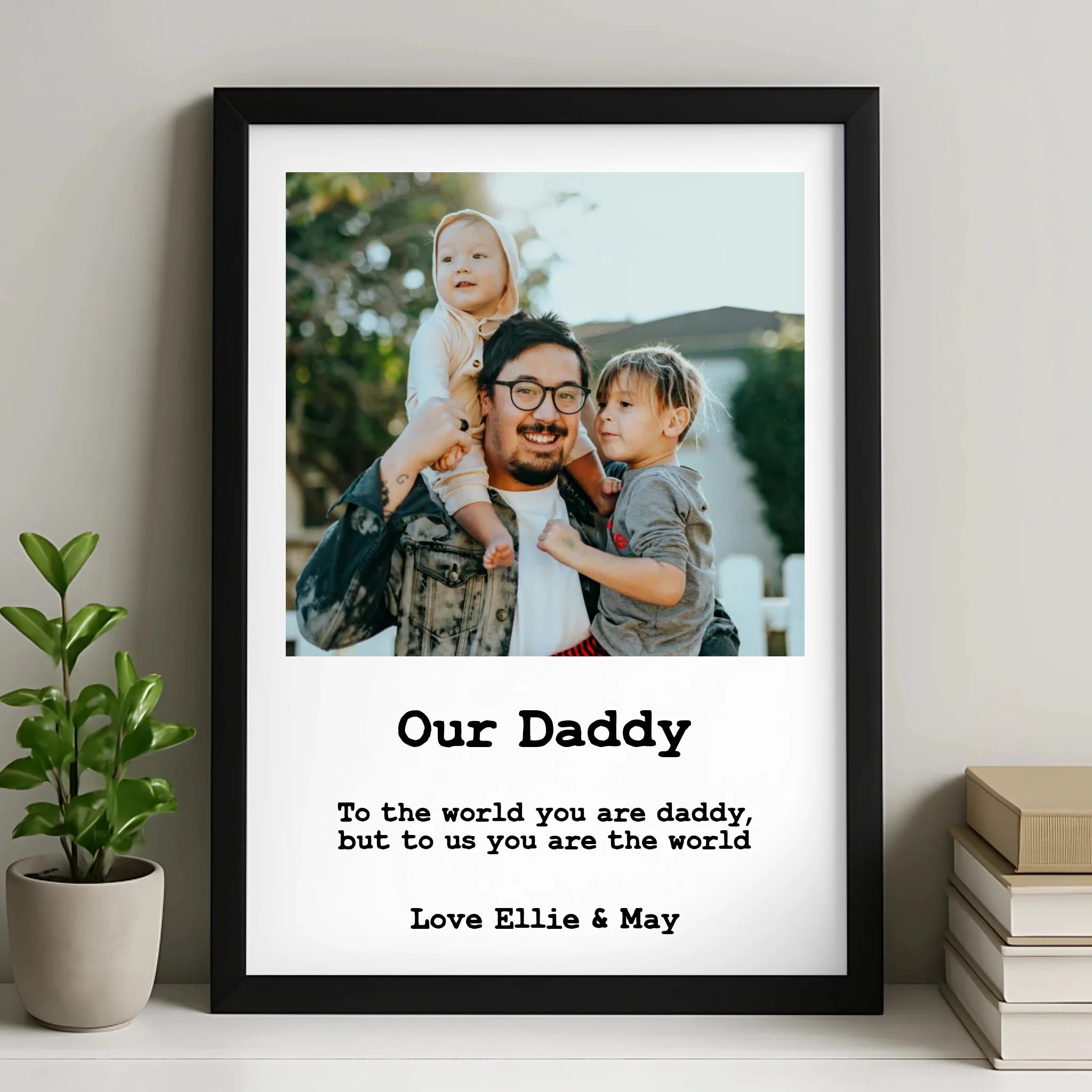 Our Daddy personalised photo frame with a family photo, gift from the kids
