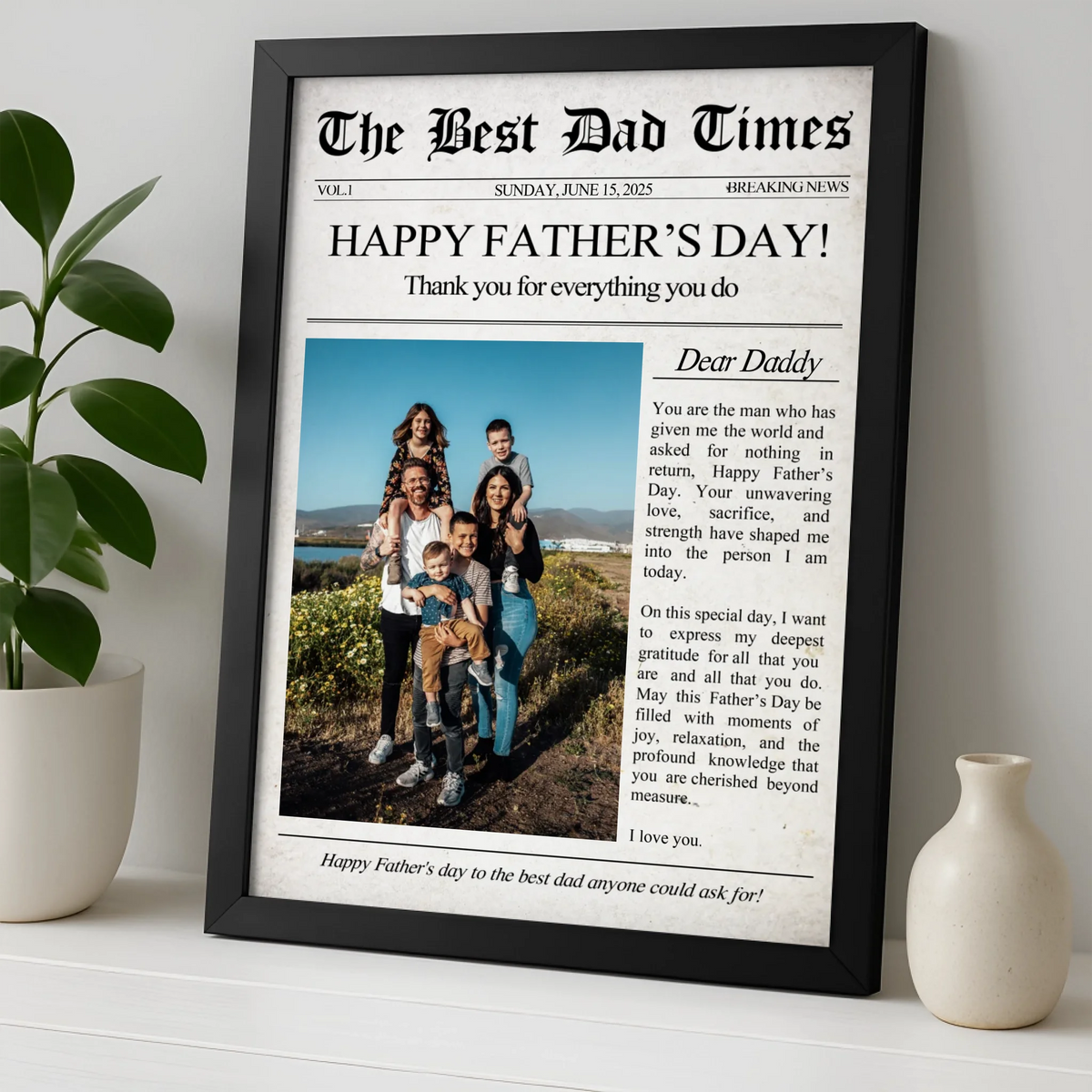 Best Dad Times Personalised Newspaper Print | Custom Father's Day Gift | Nostalgic Birthday Keepsake