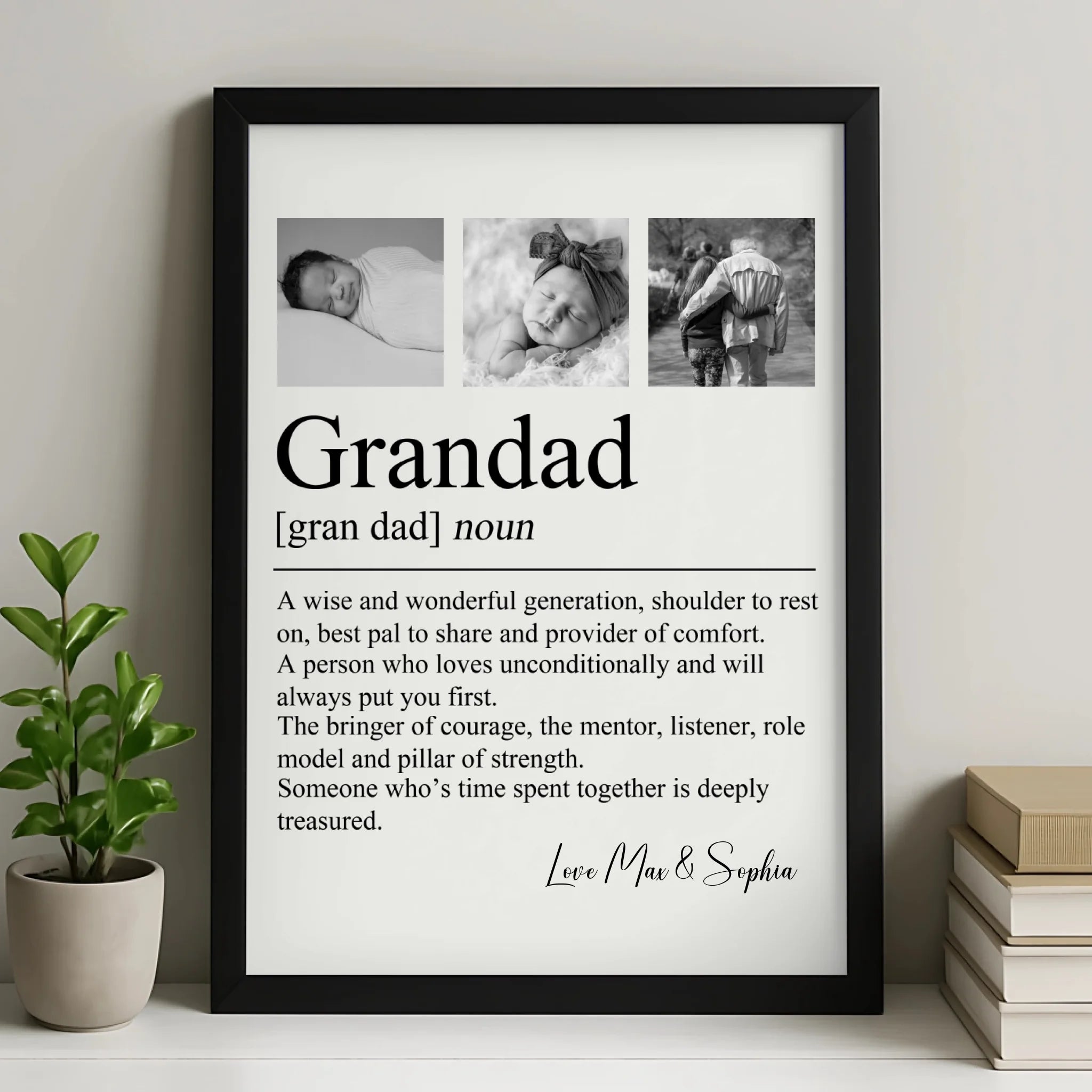 Personalised Grandad Definition Photo Print | Custom Family Dictionary Art | Unique Birthday & Father's Day Keepsake