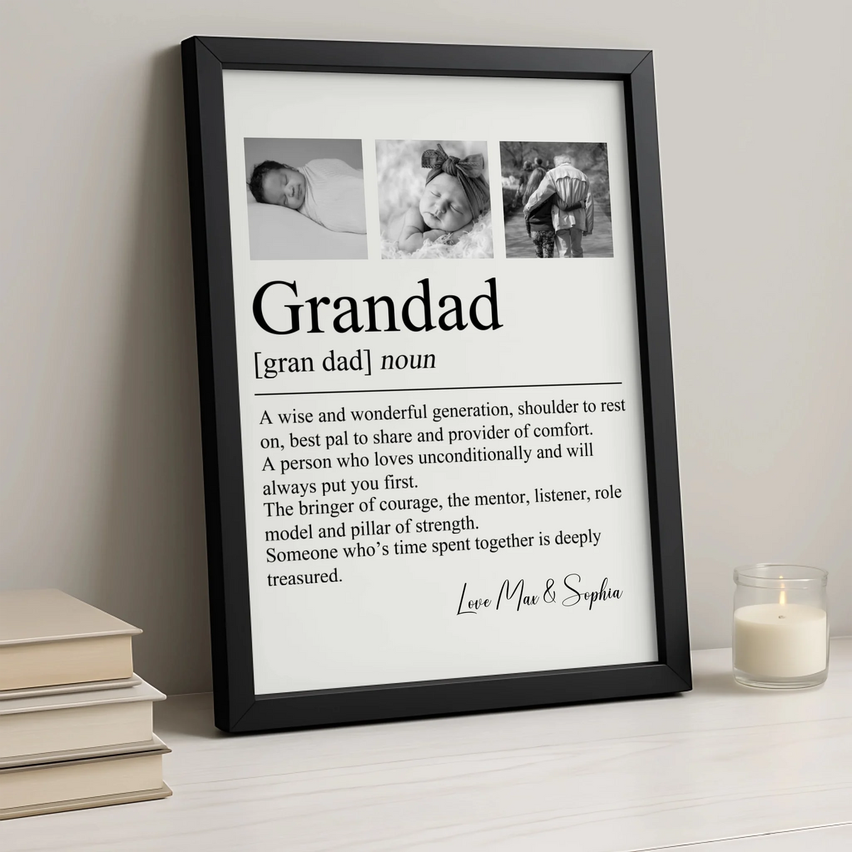Personalised Grandad Definition Photo Print | Custom Family Dictionary Art | Unique Birthday & Father's Day Keepsake