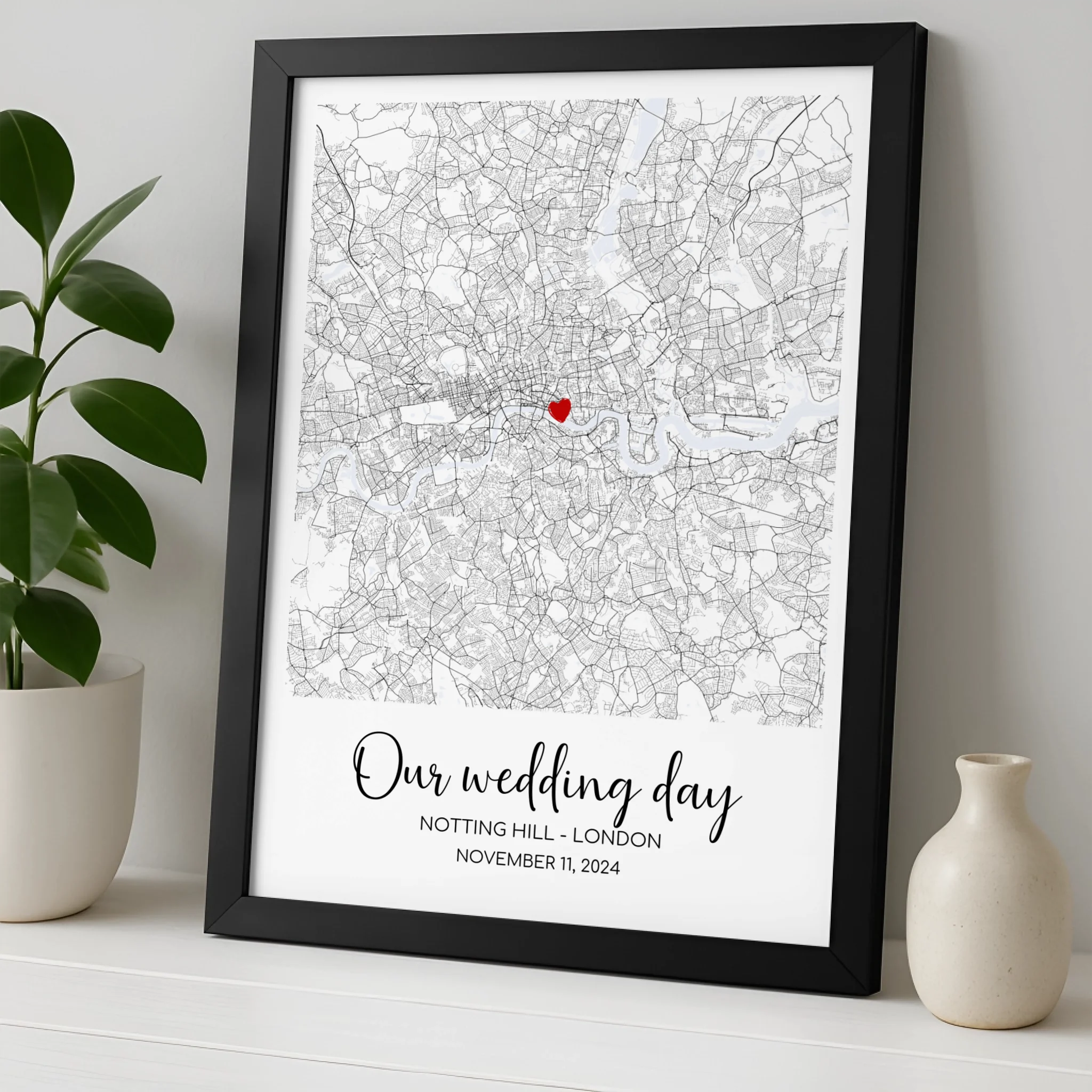 Personalised Minimal Map Print | Custom Location & Text | 18 Map Options | Coordinates