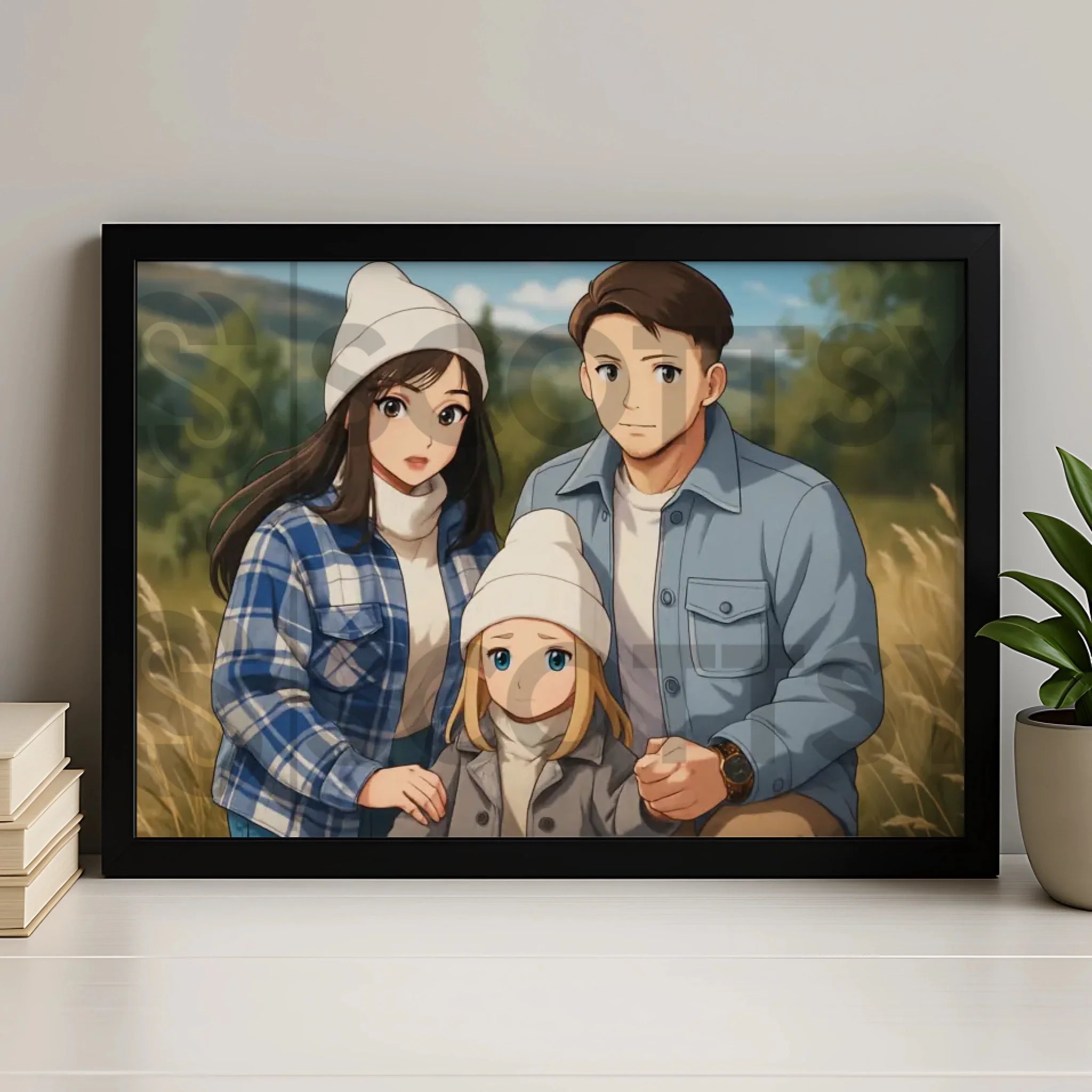 Custom anime manga portrait in a personalised photo frame