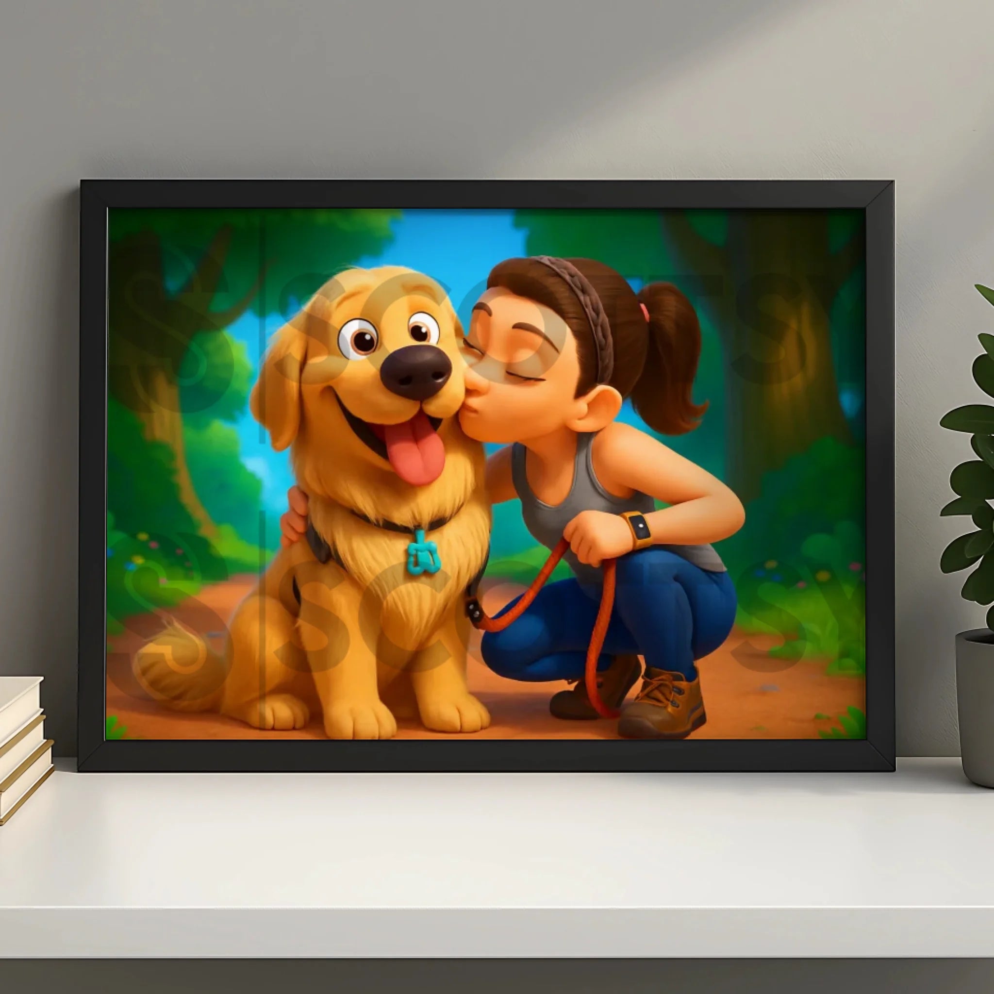Custom cartoon illustration in a personalised gift frame