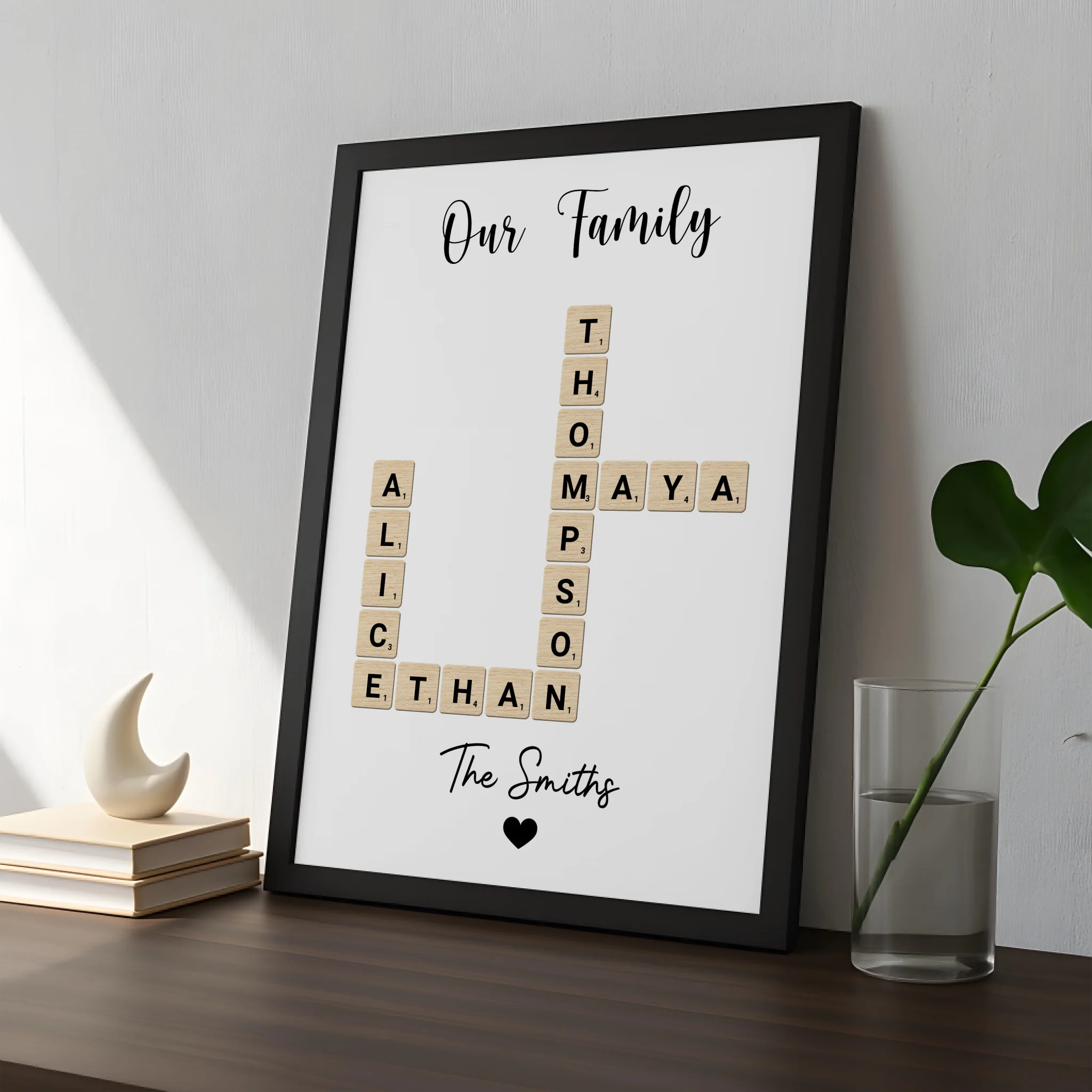 Personalised family crossword photo frame gift for parents