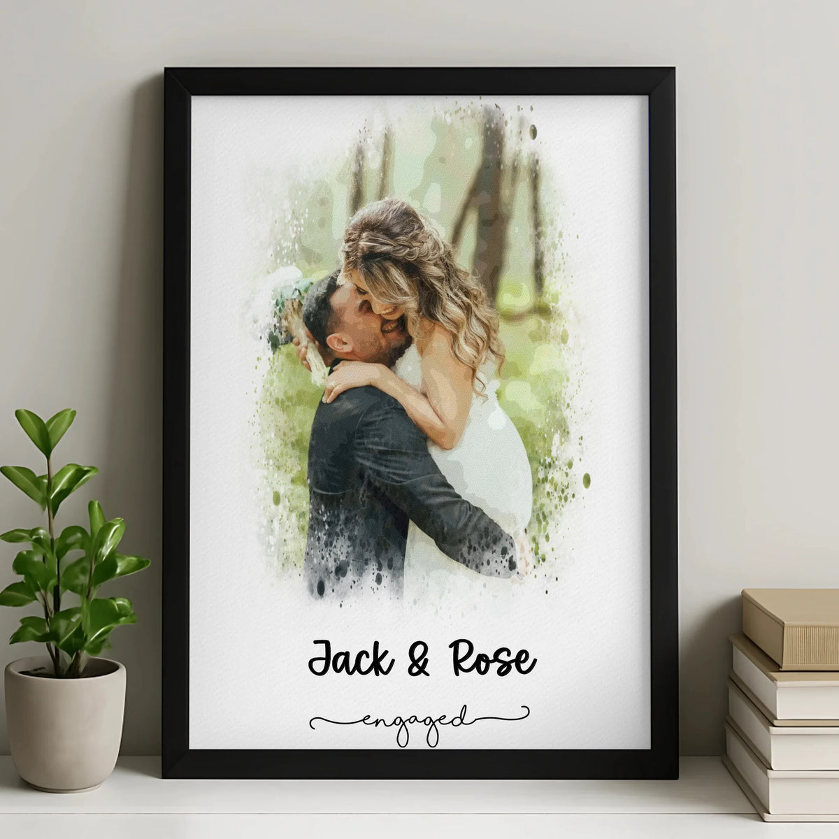 Personalised Custom Watercolour Engagement Print | Unique Gift for Couples
