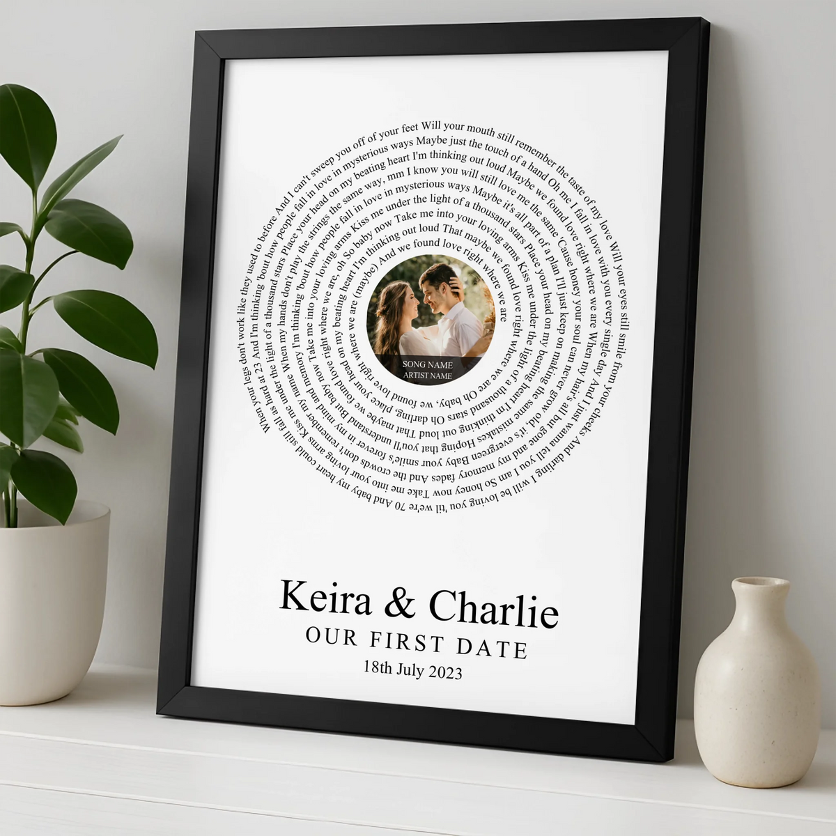 Personalised Song & Lyrics Print | Anniversary, Wedding or First Date Gift | For Couples